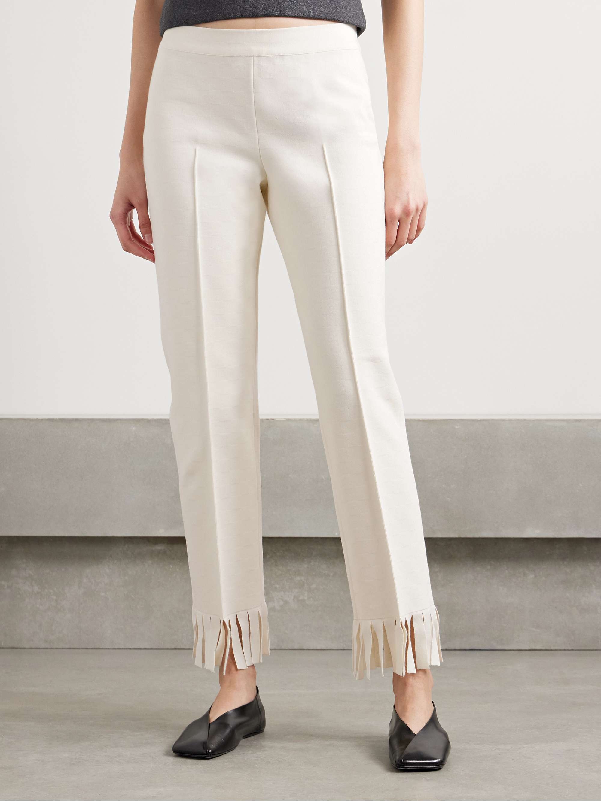 Louis fringed cotton-blend jacquard straight-leg pants view