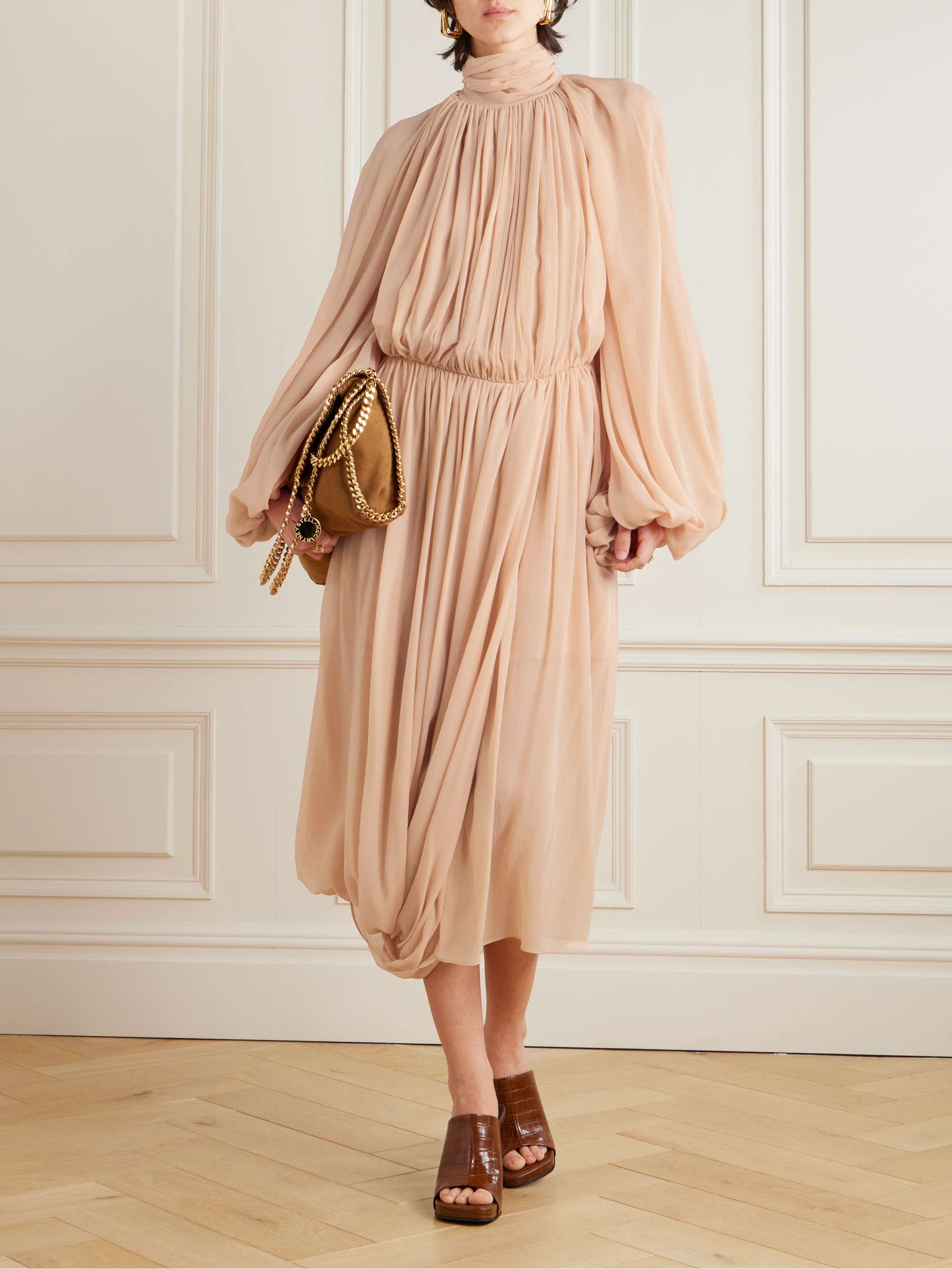 Open-back silk-crepon midi dress view