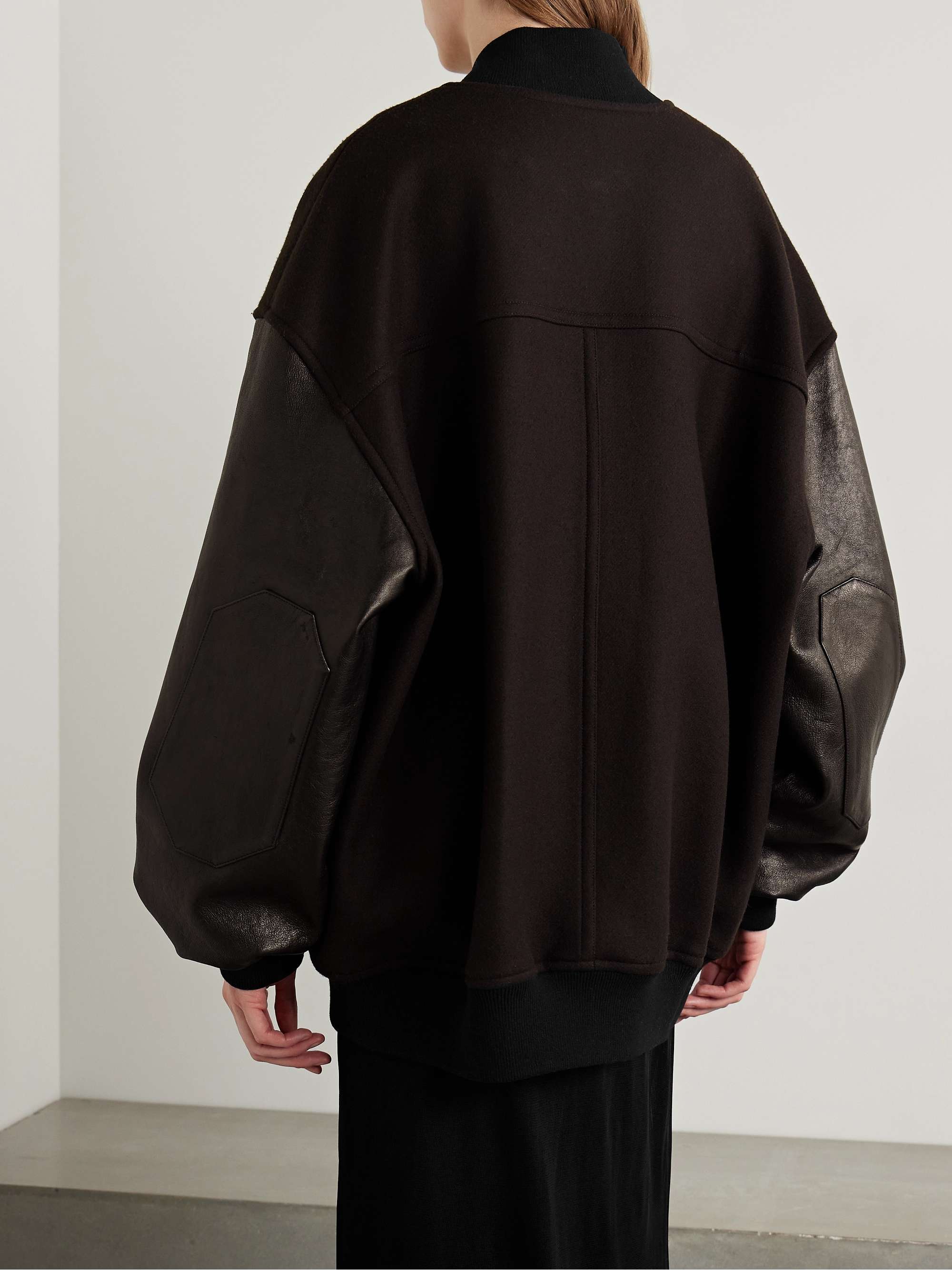 Spencer wool-blend felt and leather bomber jacket view