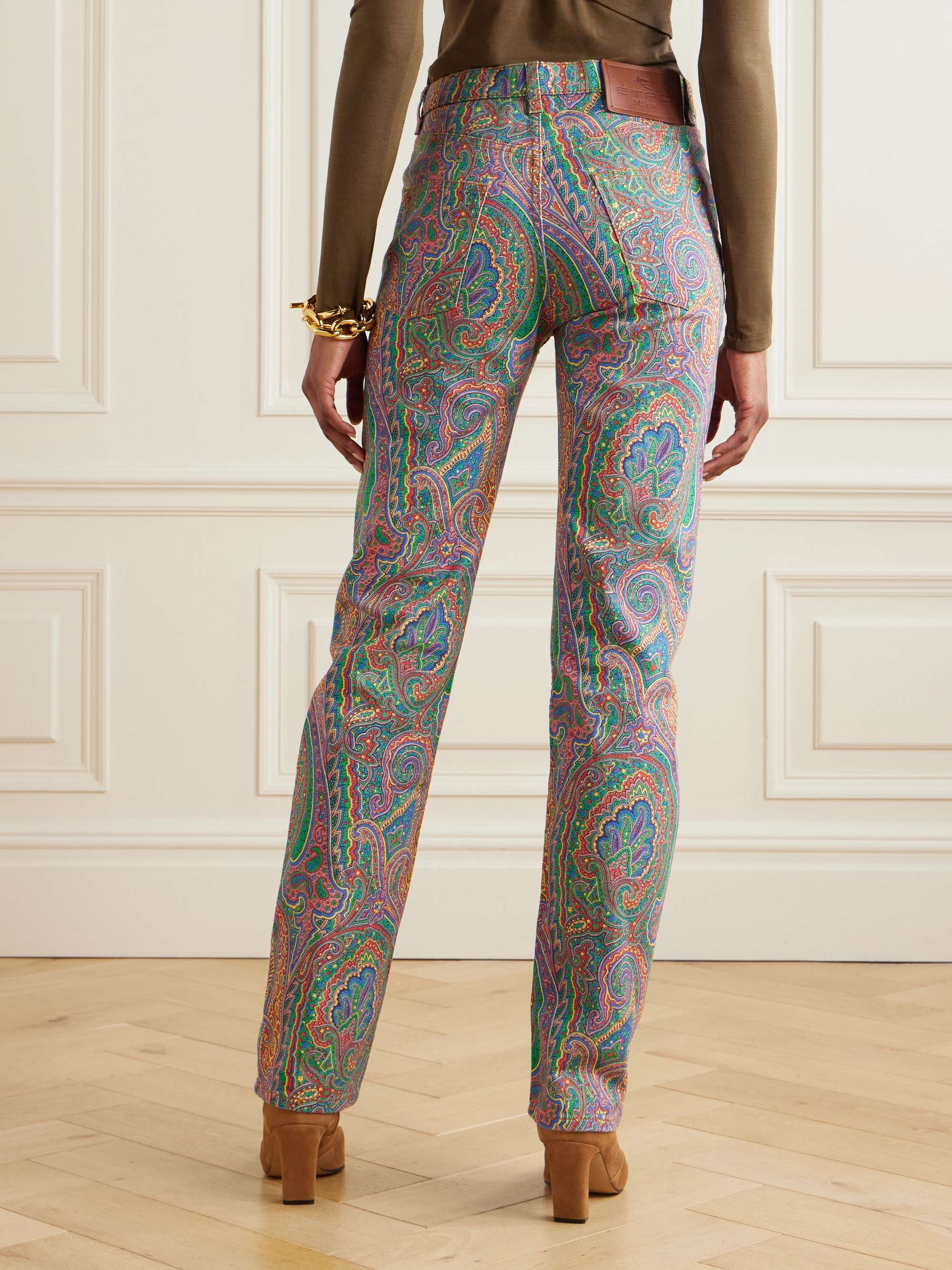 Printed straight-leg jeans view