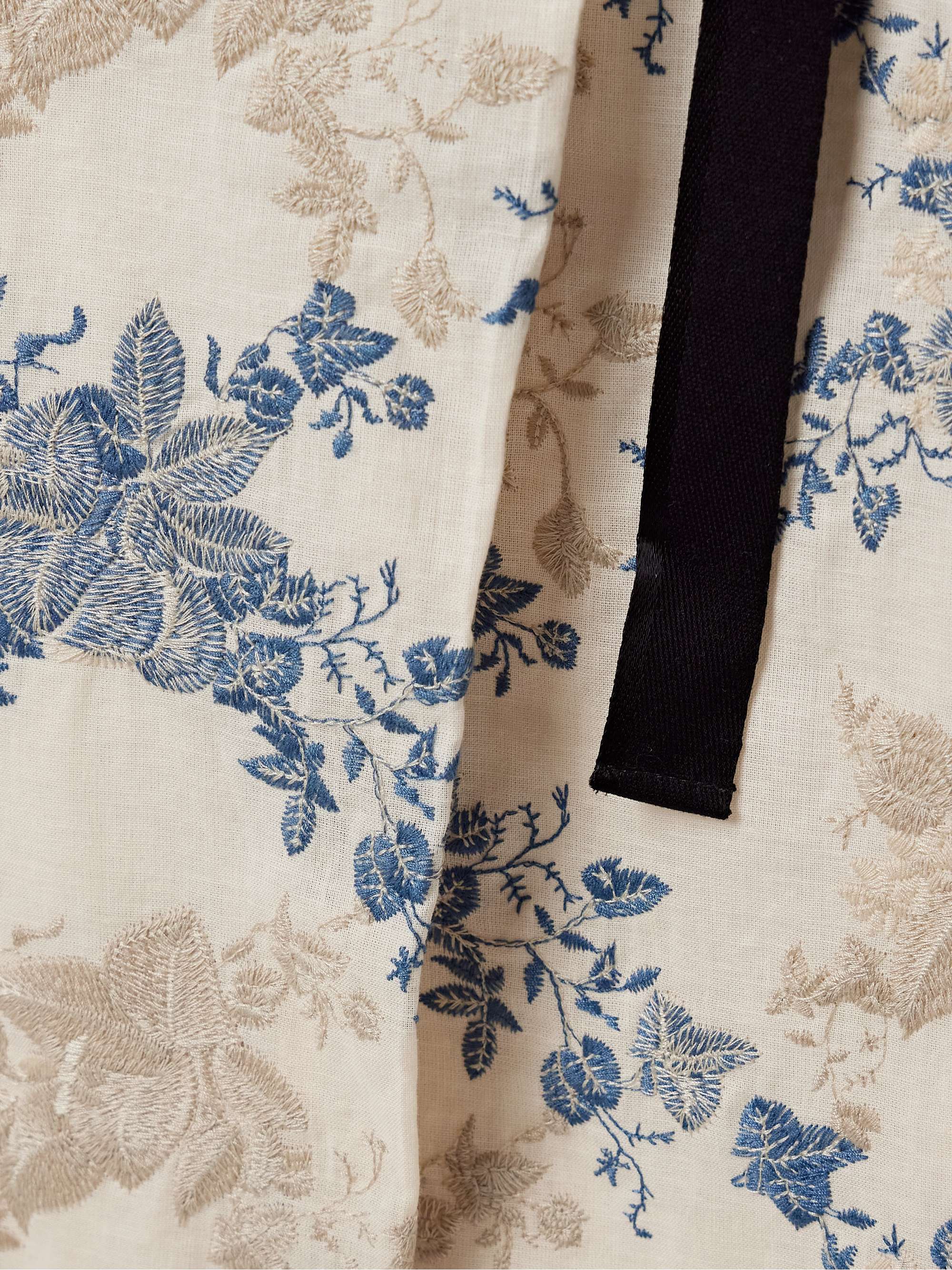 Cinefila Bougainvillea grosgrain-trimmed embroidered wrap-effect cotton and linen-blend midi dress view