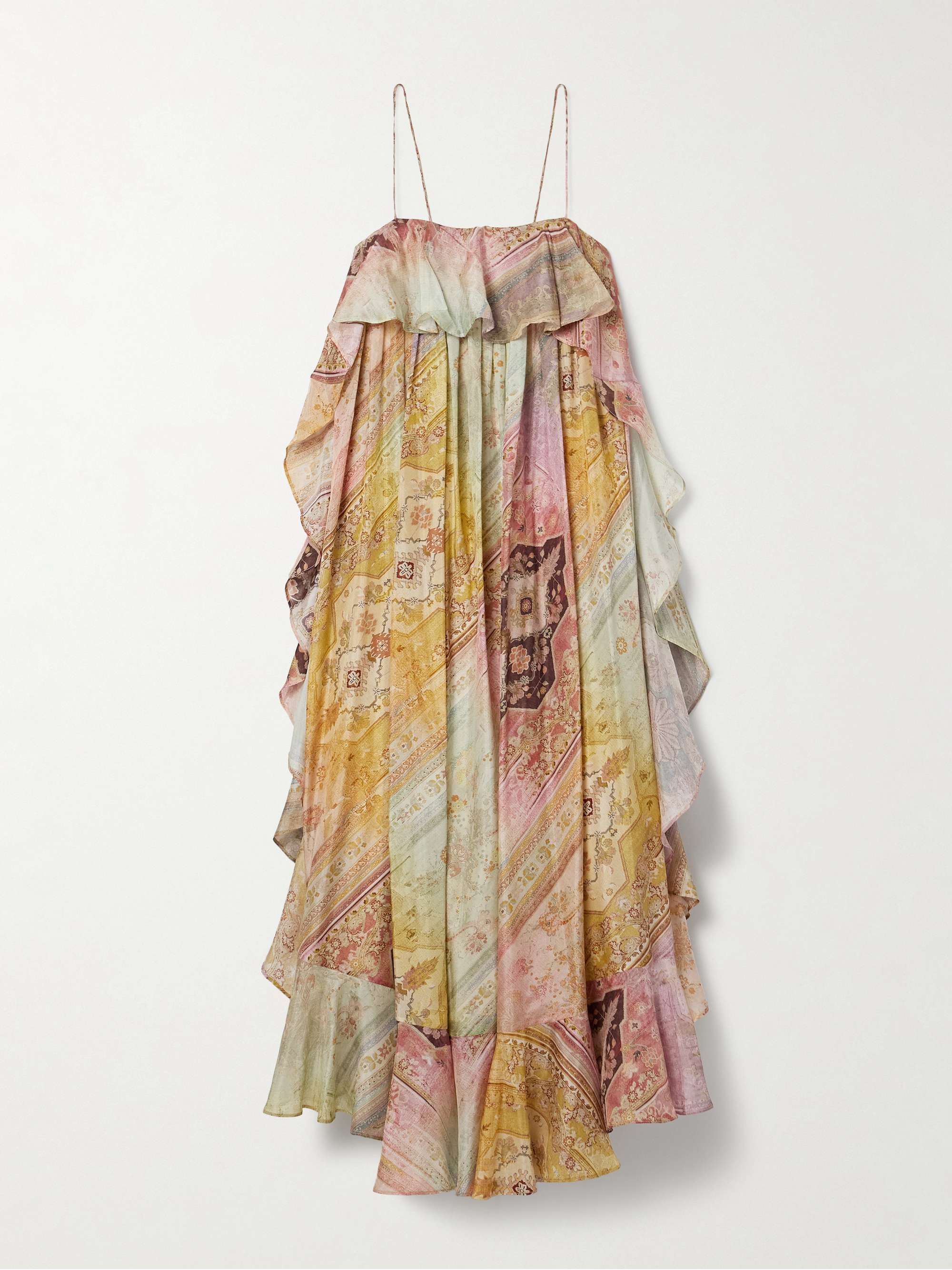 Tallow ruffled printed silk maxi dress view