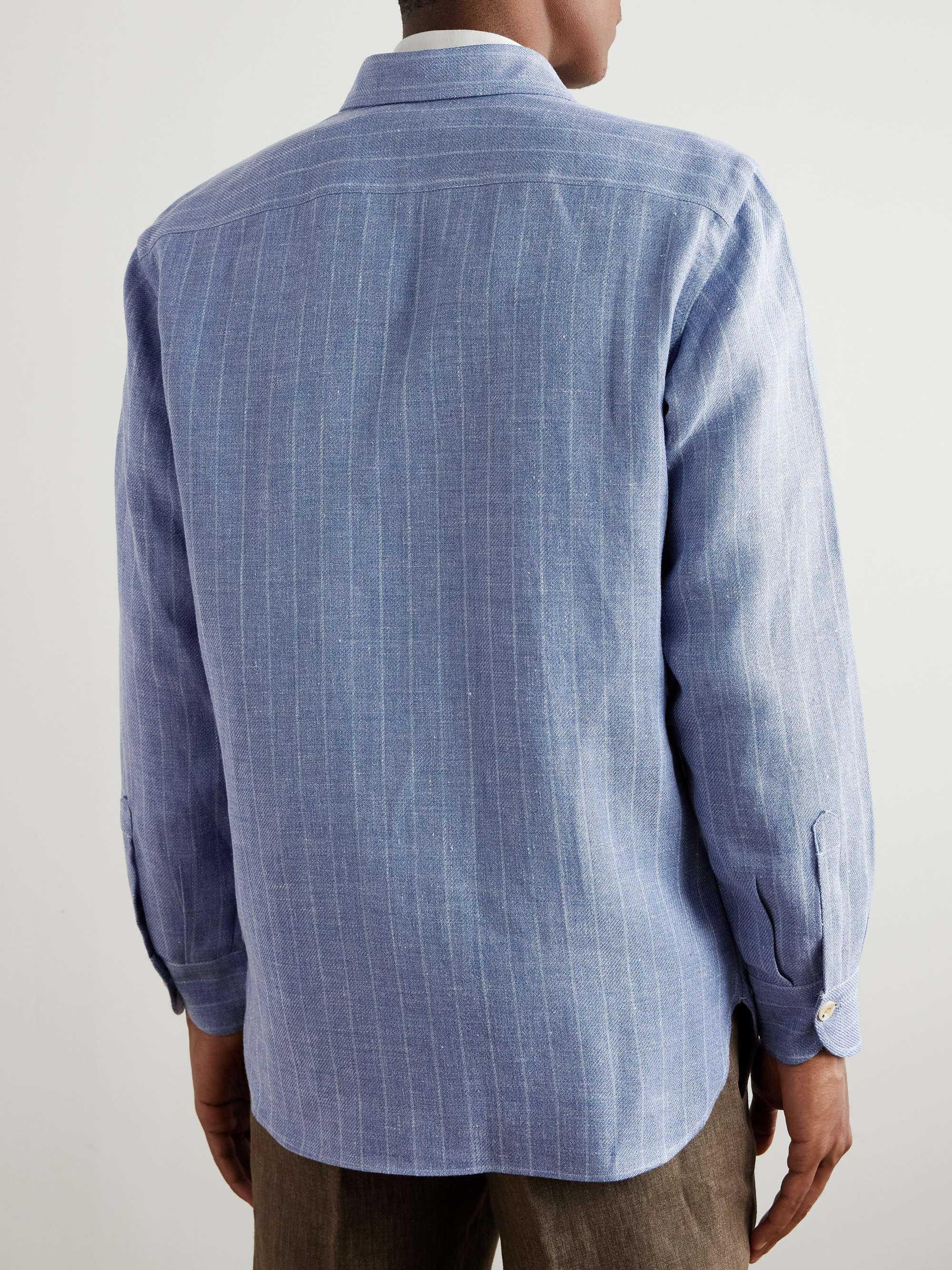 Striped Linen and Wool-Blend Overshirt view