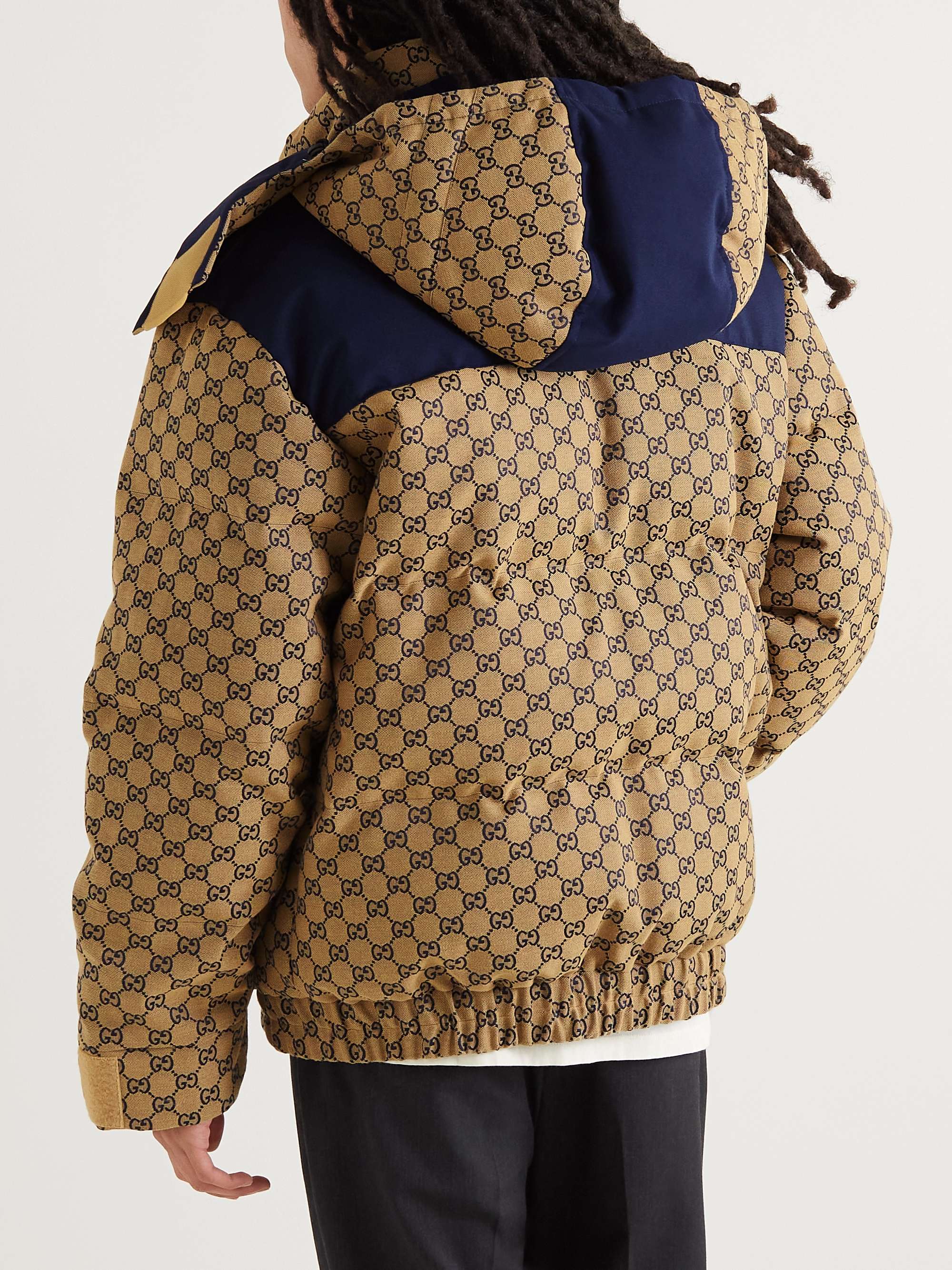 Logo-Jacquard Cotton-Blend Canvas Hooded Down Jacket view