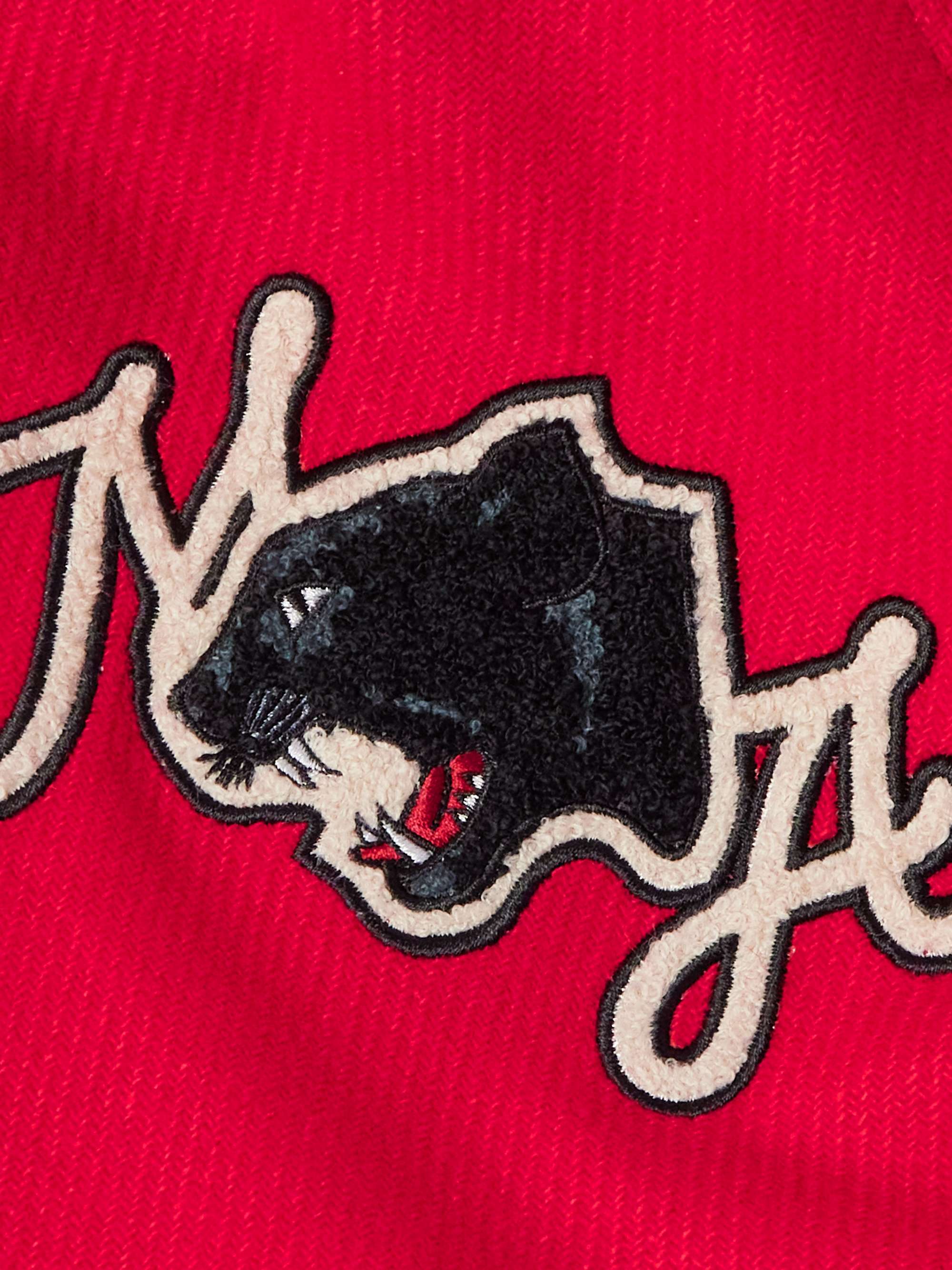 Panther Logo-Embroidered Appliquéd Wool-Blend Twill Bomber Jacket view