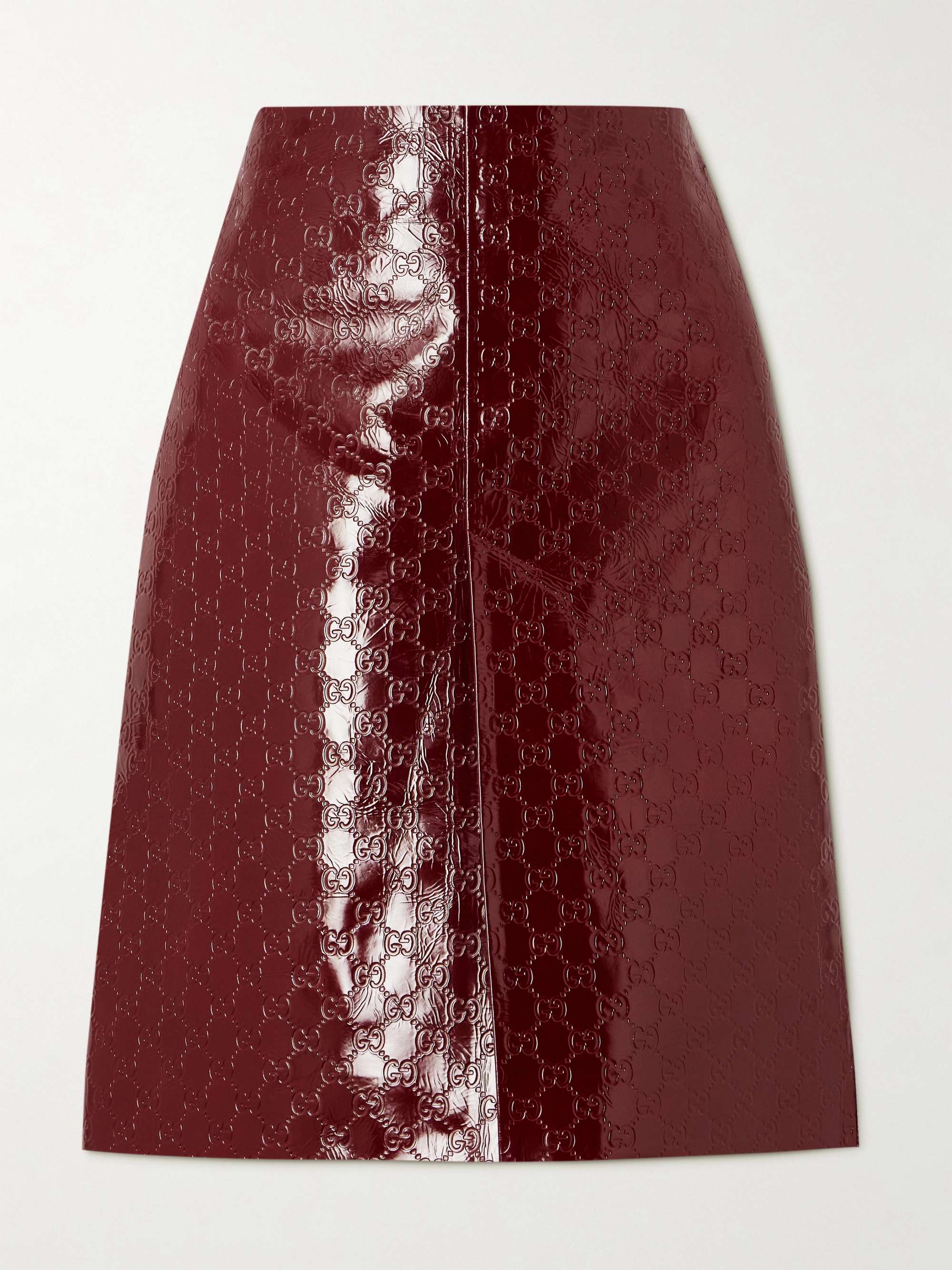 Embossed crinkled patent-leather skirt view