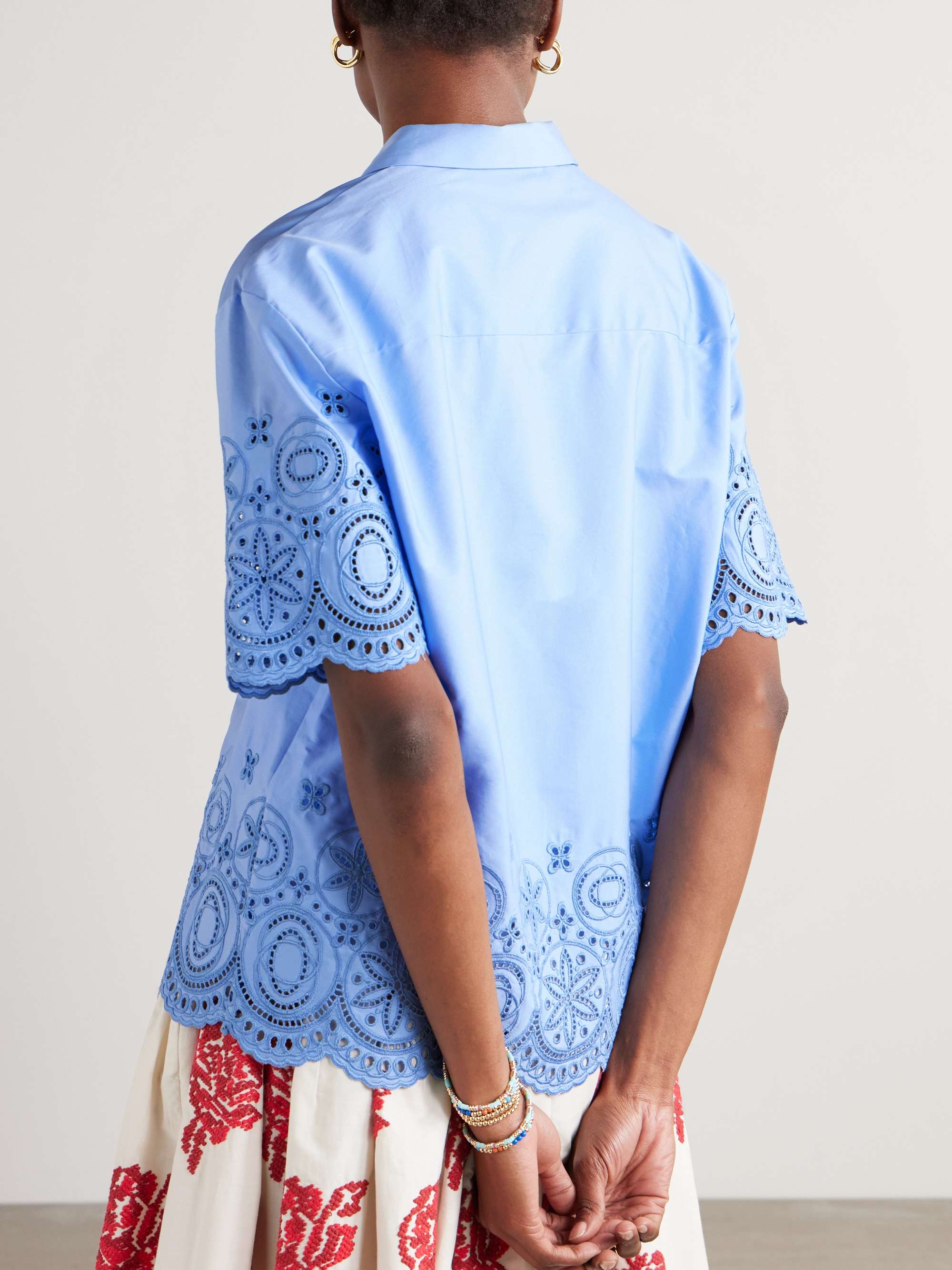 Scalloped broderie anglaise cotton-blend shirt view