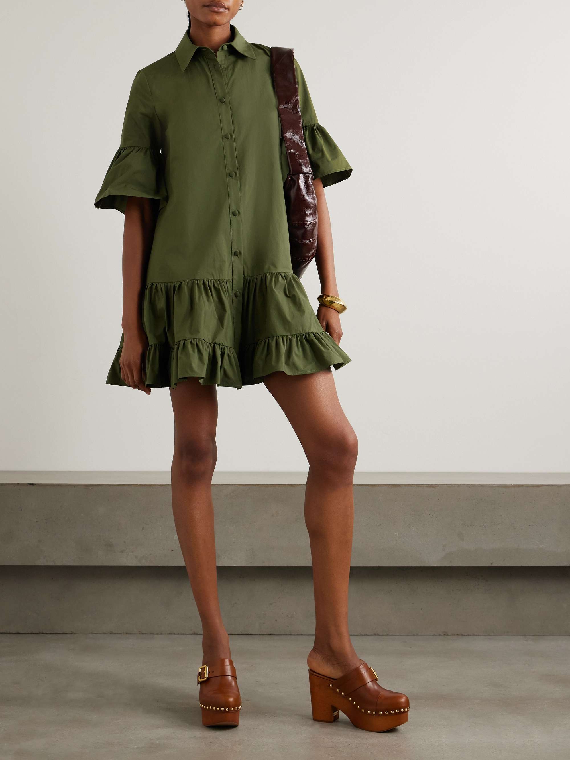 Choux ruffled tiered cotton-poplin mini dress view