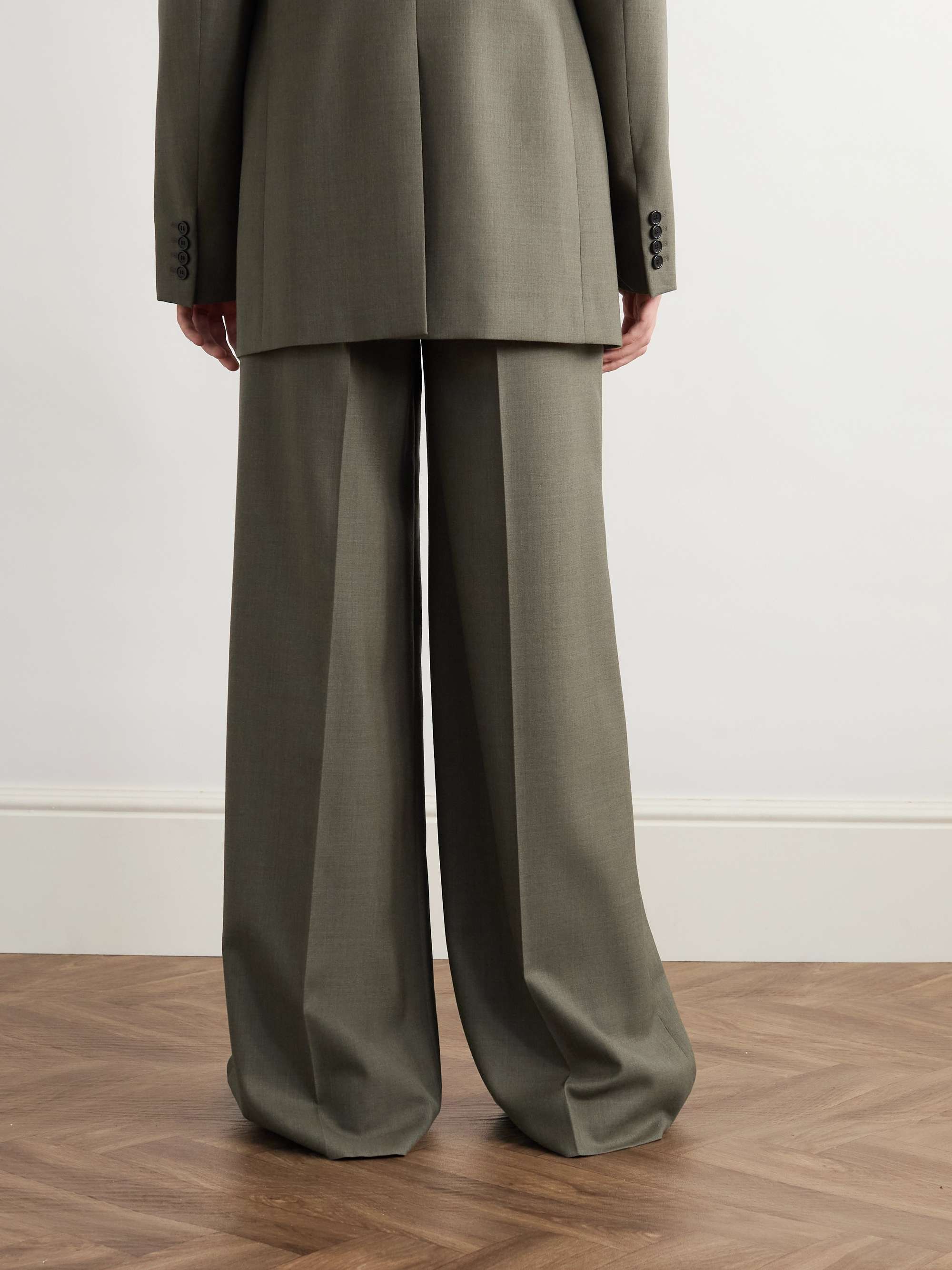 Bootcut Pleated Wool-Twill Suit Trousers view