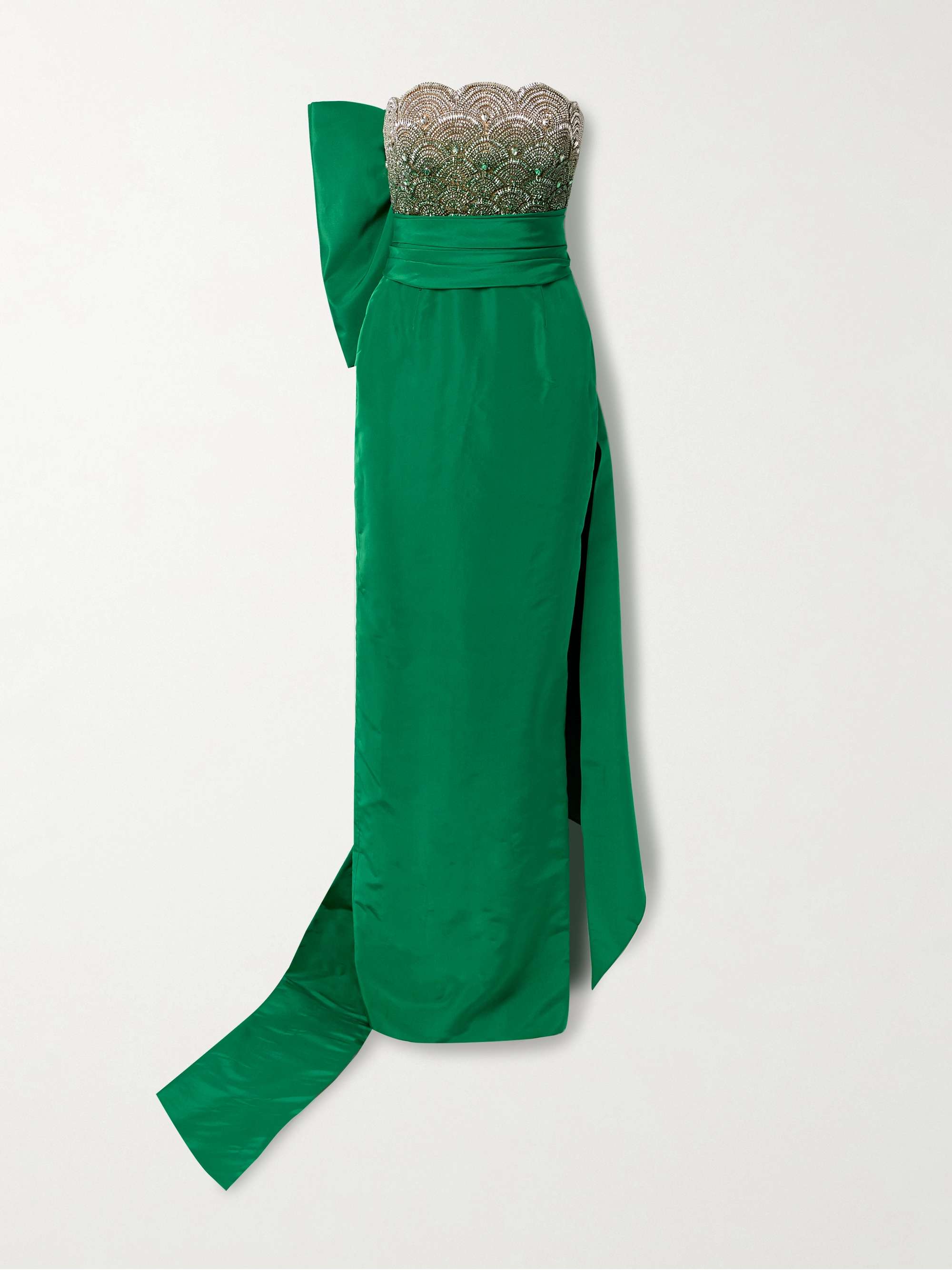 Strapless silk-faille and embellished tulle gown view