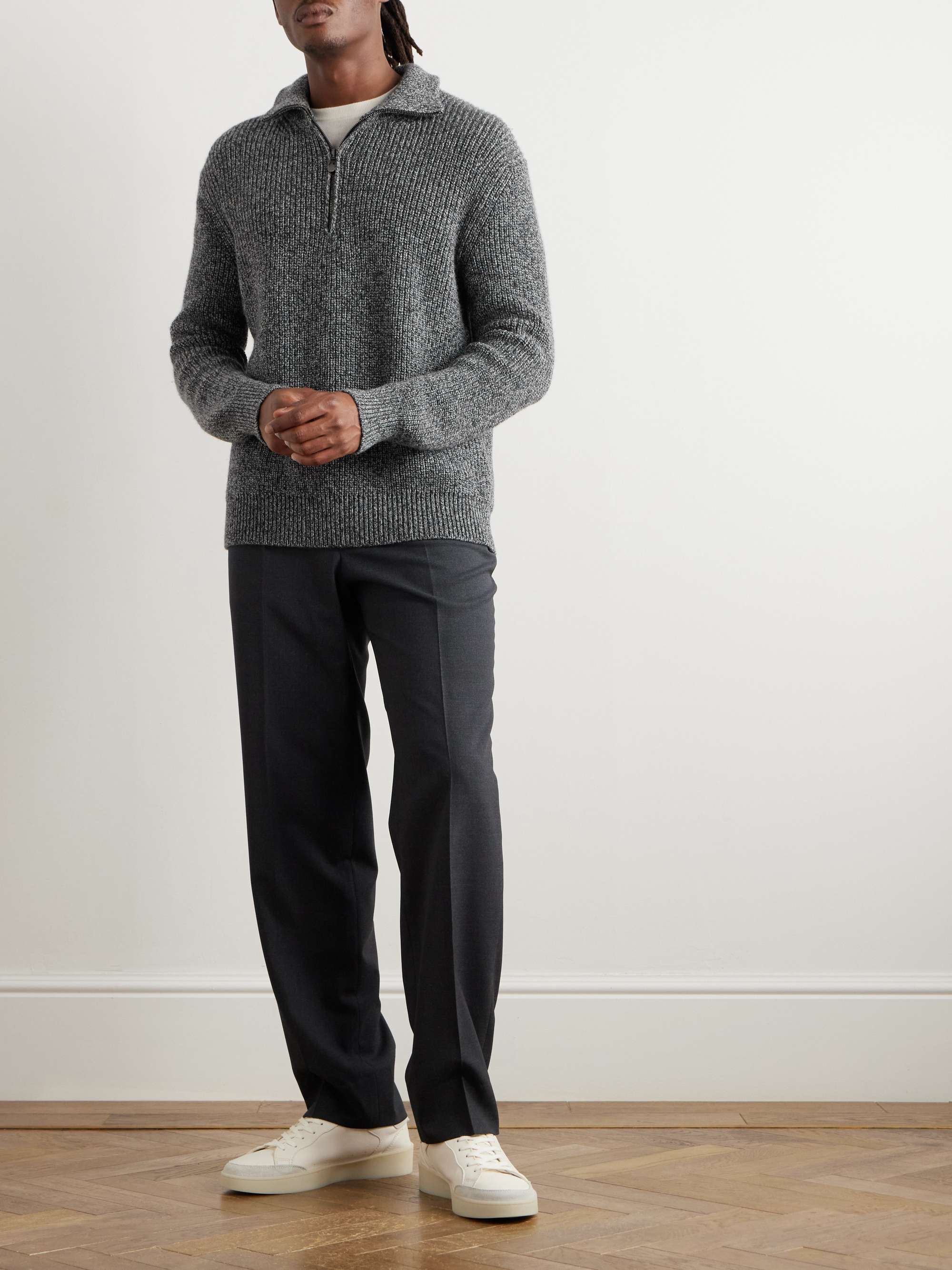 Half-Zip Ribbed Wool Sweater view