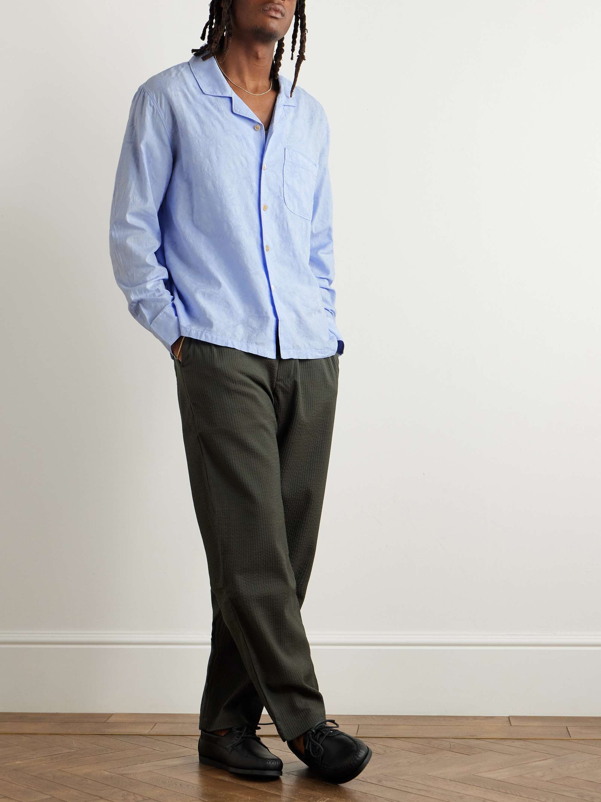 Camp-Collar Garment-Dyed Cotton Shirt view