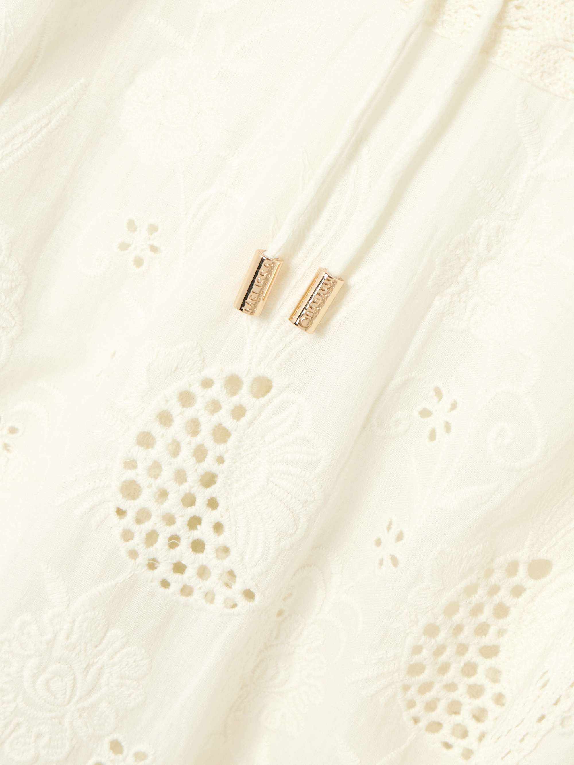 Pearl crochet-trimmed embroidered cotton-voile mini dress view