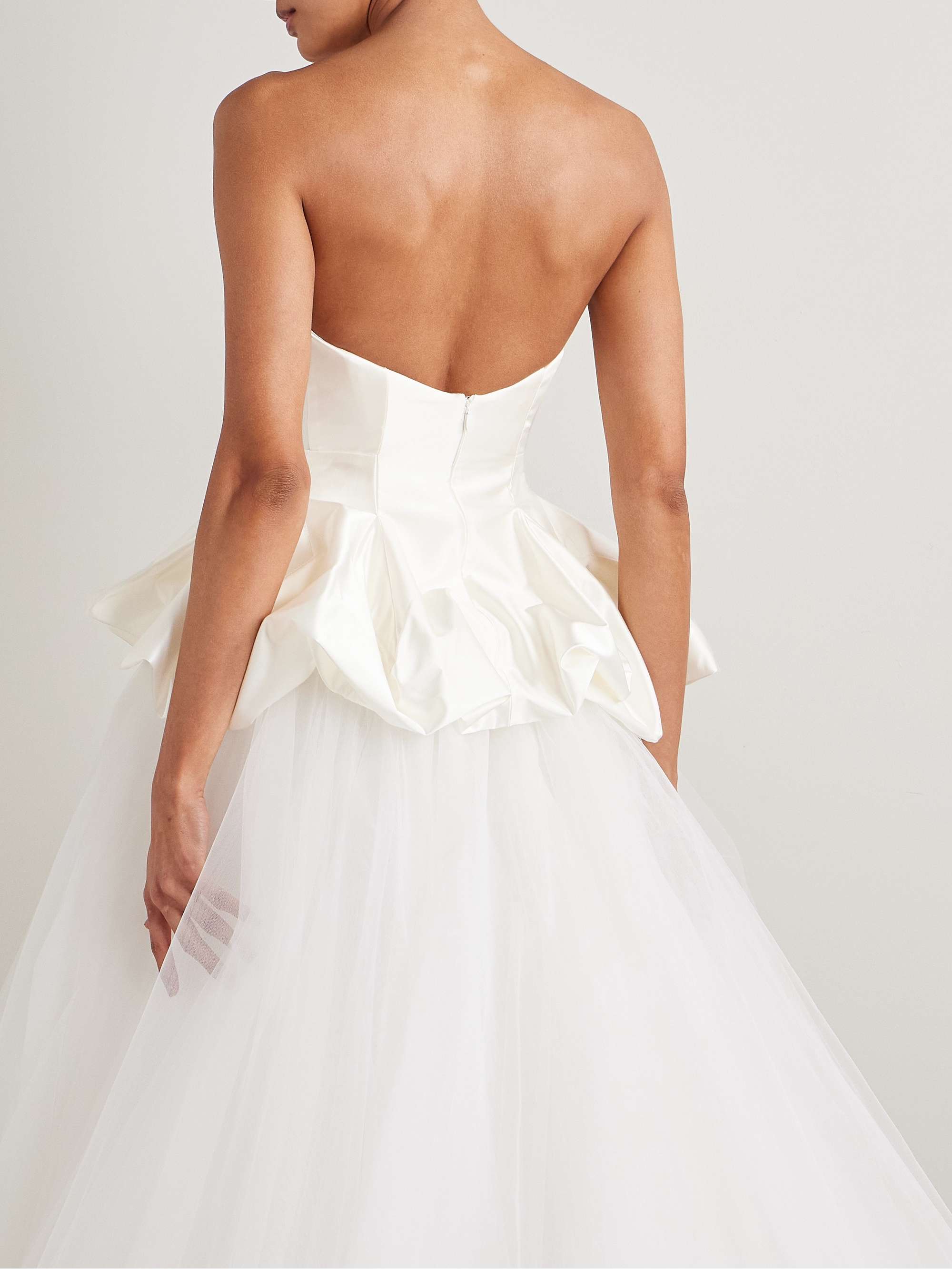 Raven strapless gathered satin bustier top view