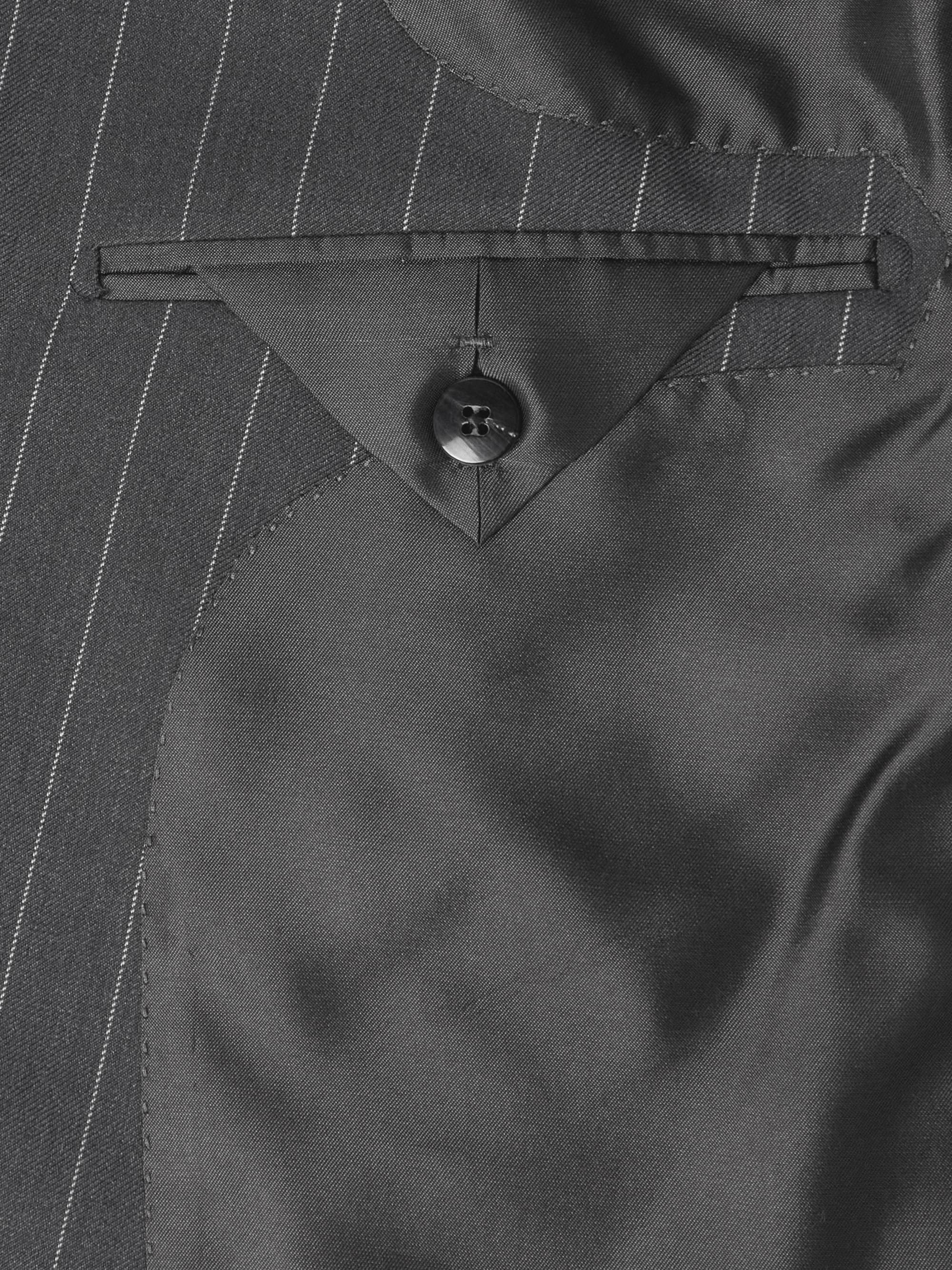 Slim-Fit Pinstriped Wool and Mohair-Blend Suit Jacket view