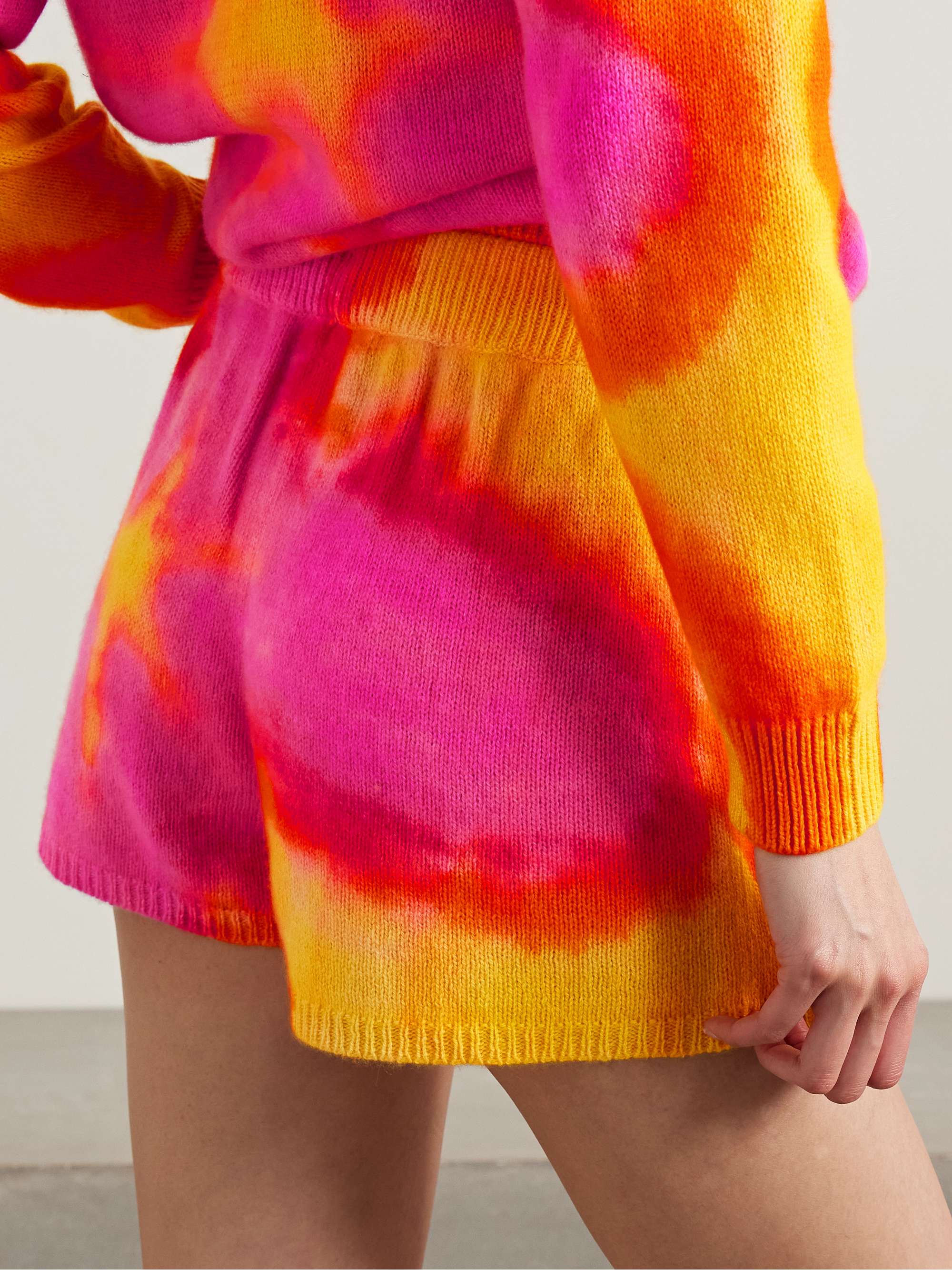 Tie-dyed cashmere shorts view