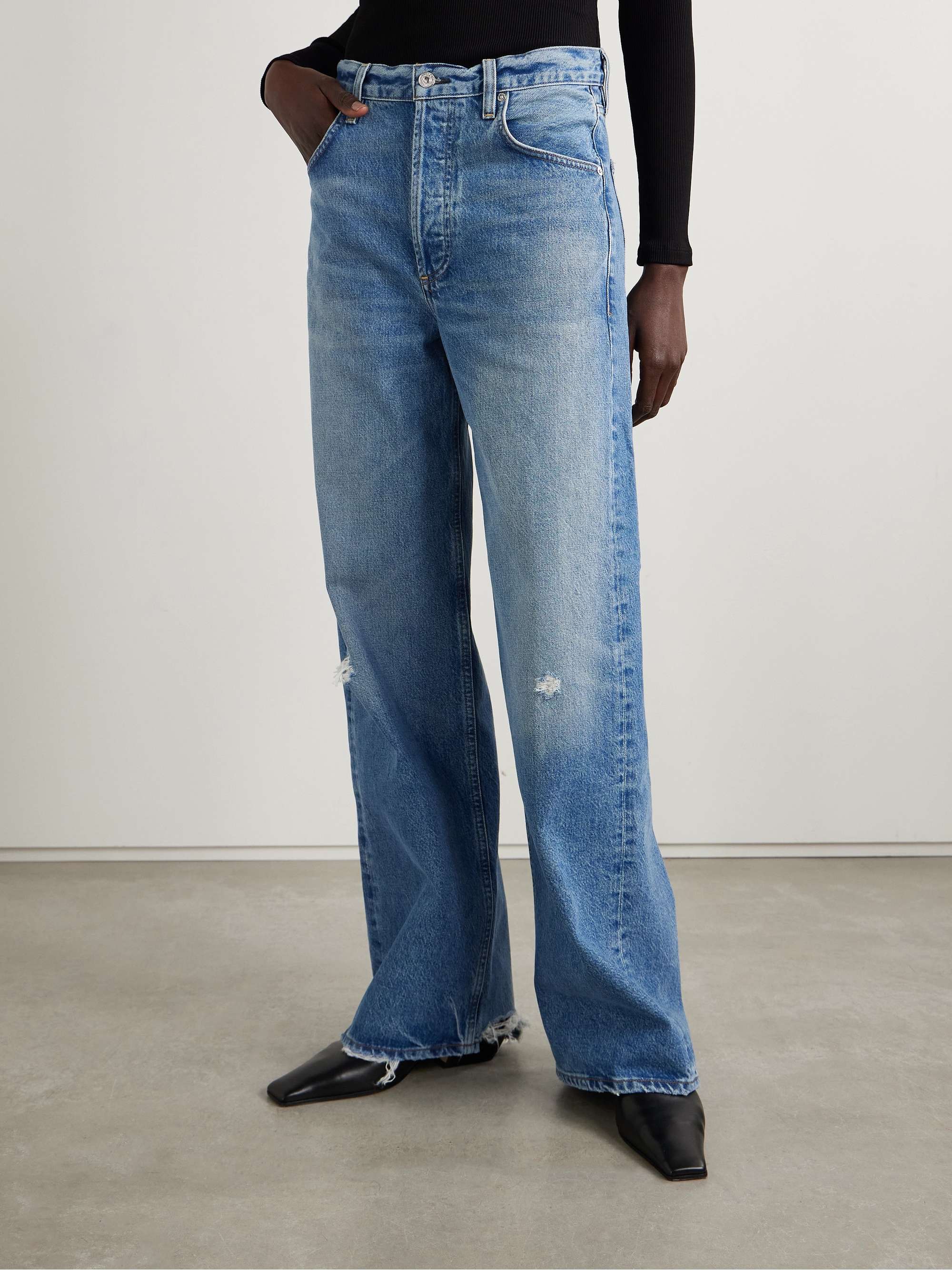 Ayla Baggy distressed high-rise wide-leg jeans view