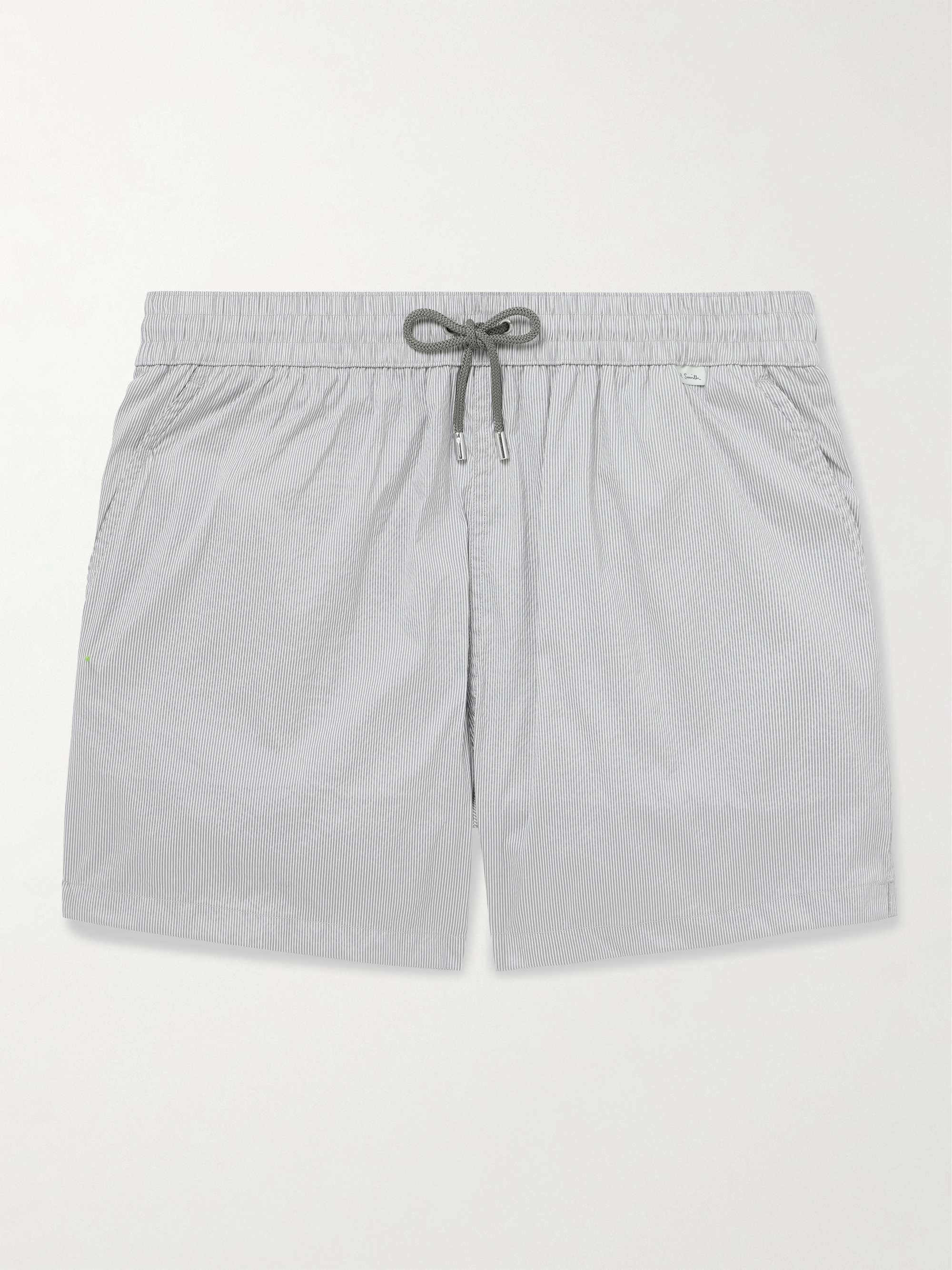 Straight-Leg Mid-Length Pinstriped Swim Shorts view