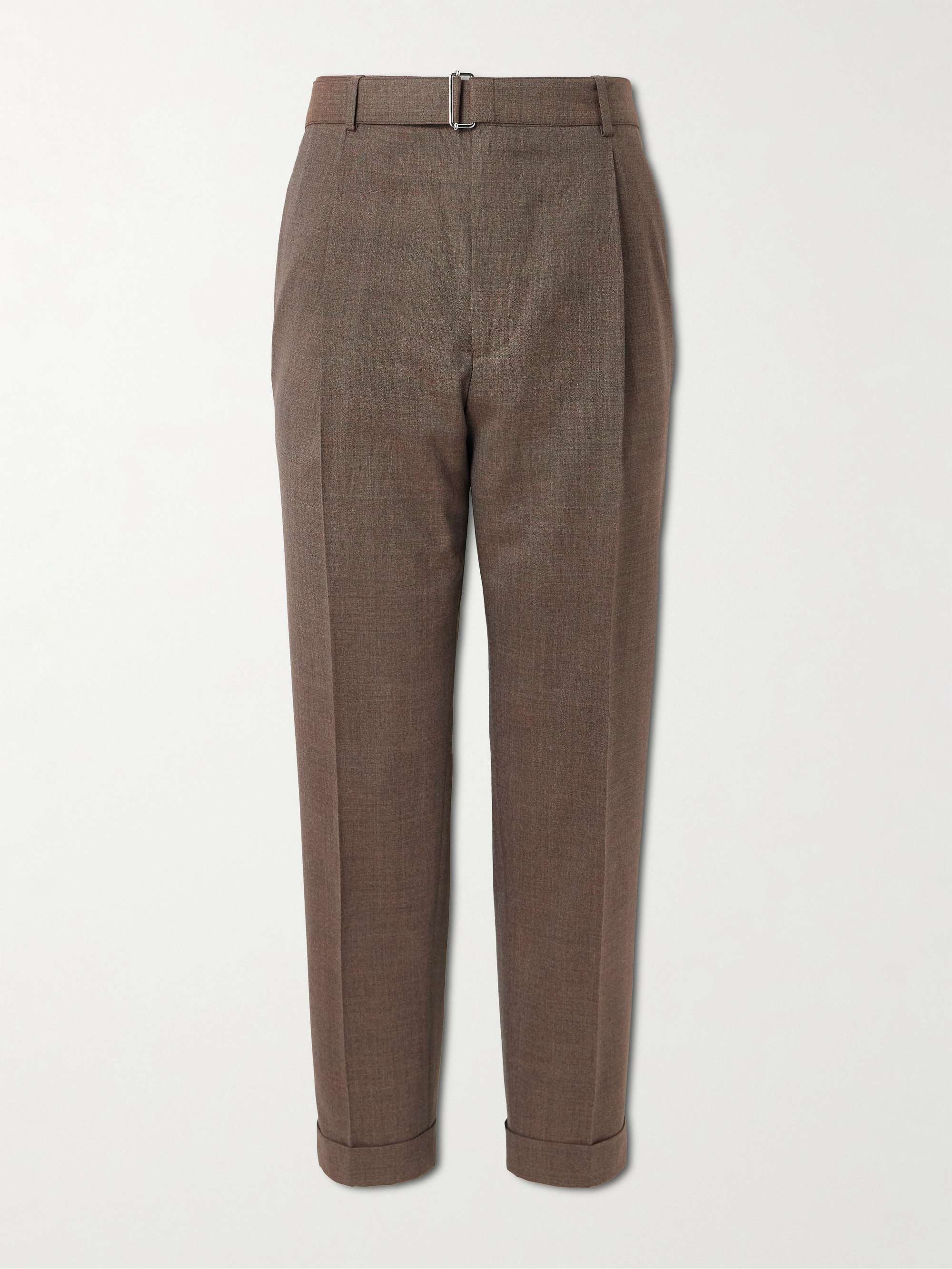 Hugo Tapered Belted Pleated Virgin Wool Suit Trousers view