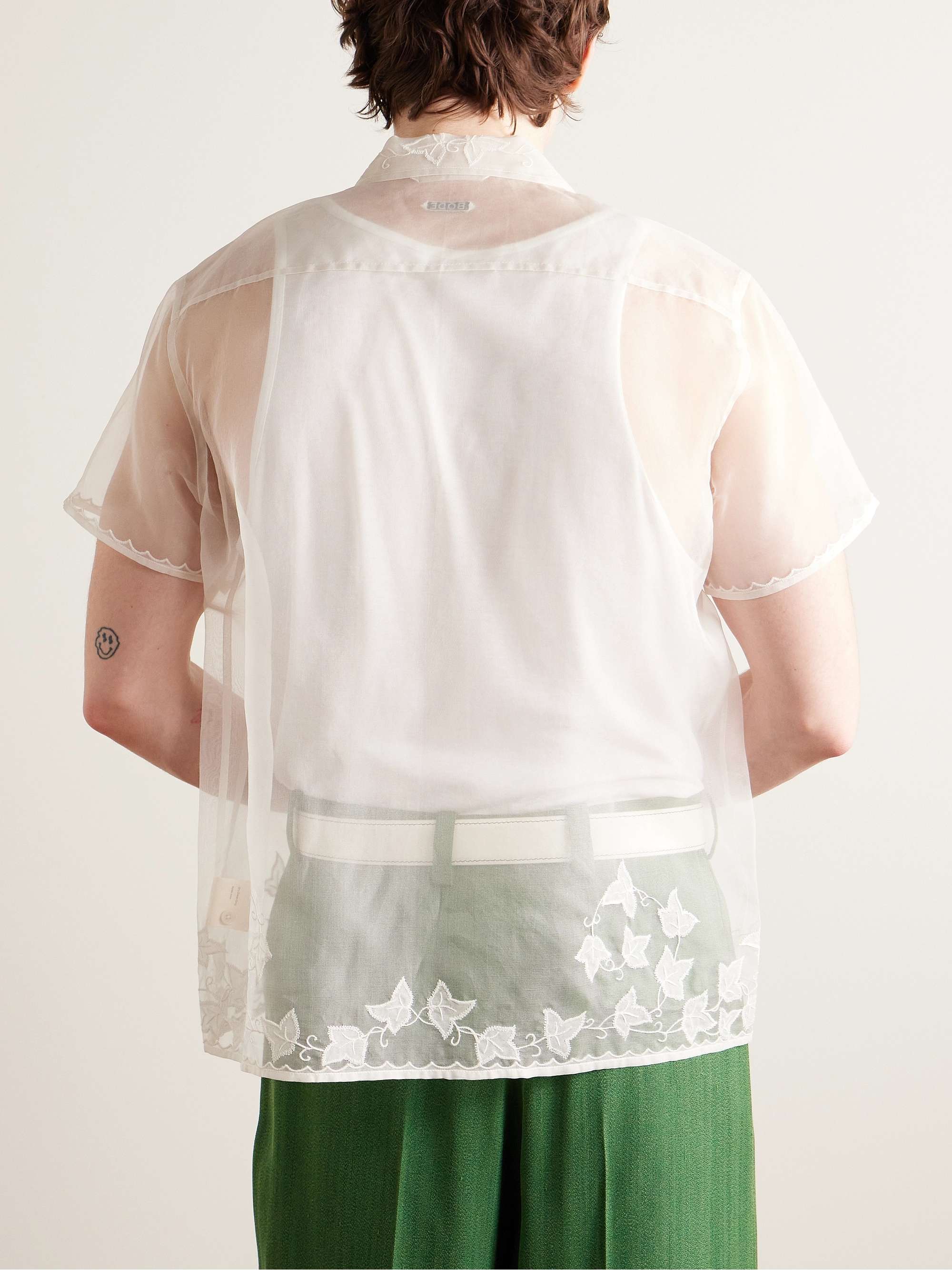 Ivy Camp-Collar Embroidered Silk-Organza Shirt view