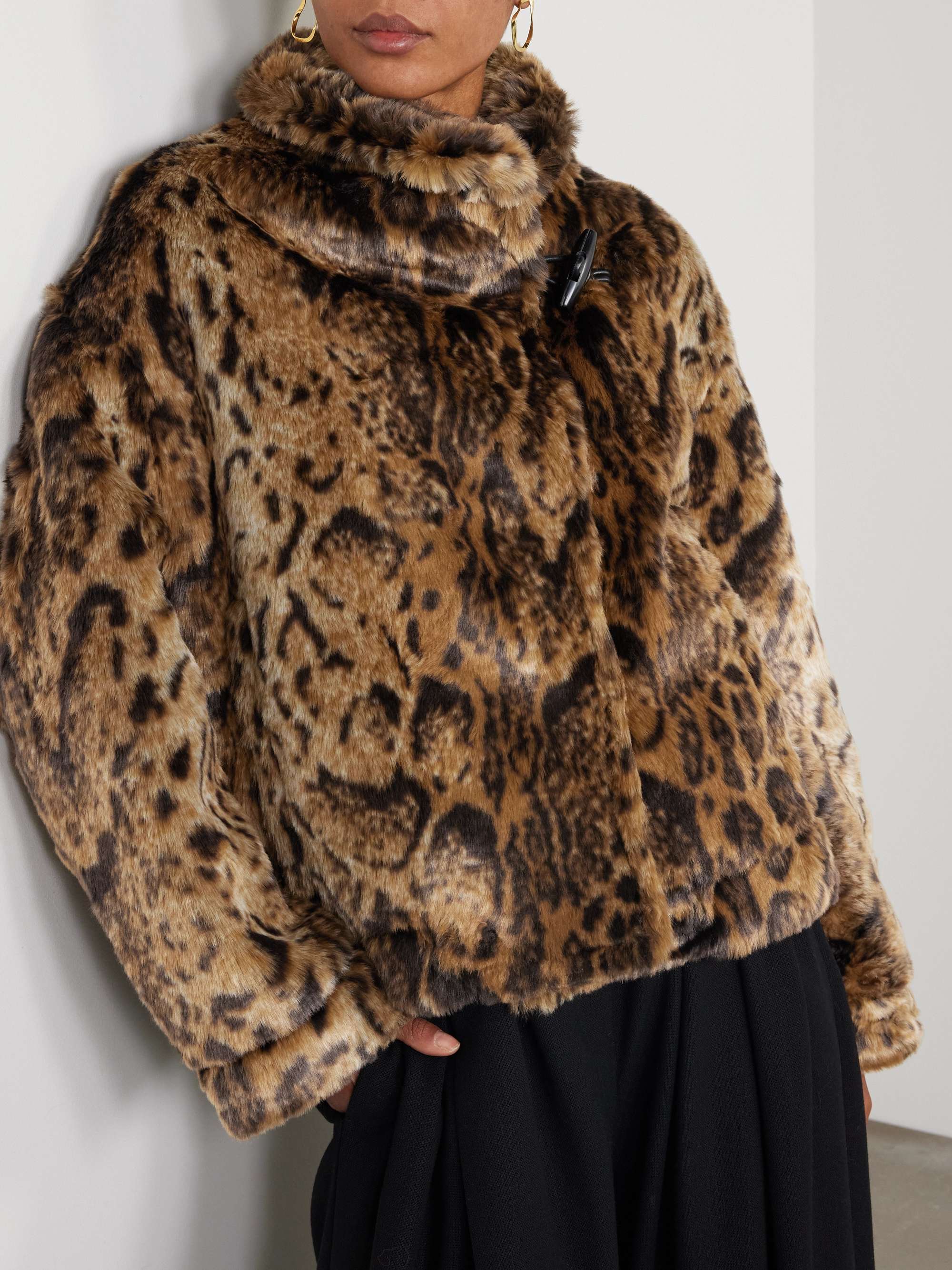 Fernando leopard-print plush fabric jacket view