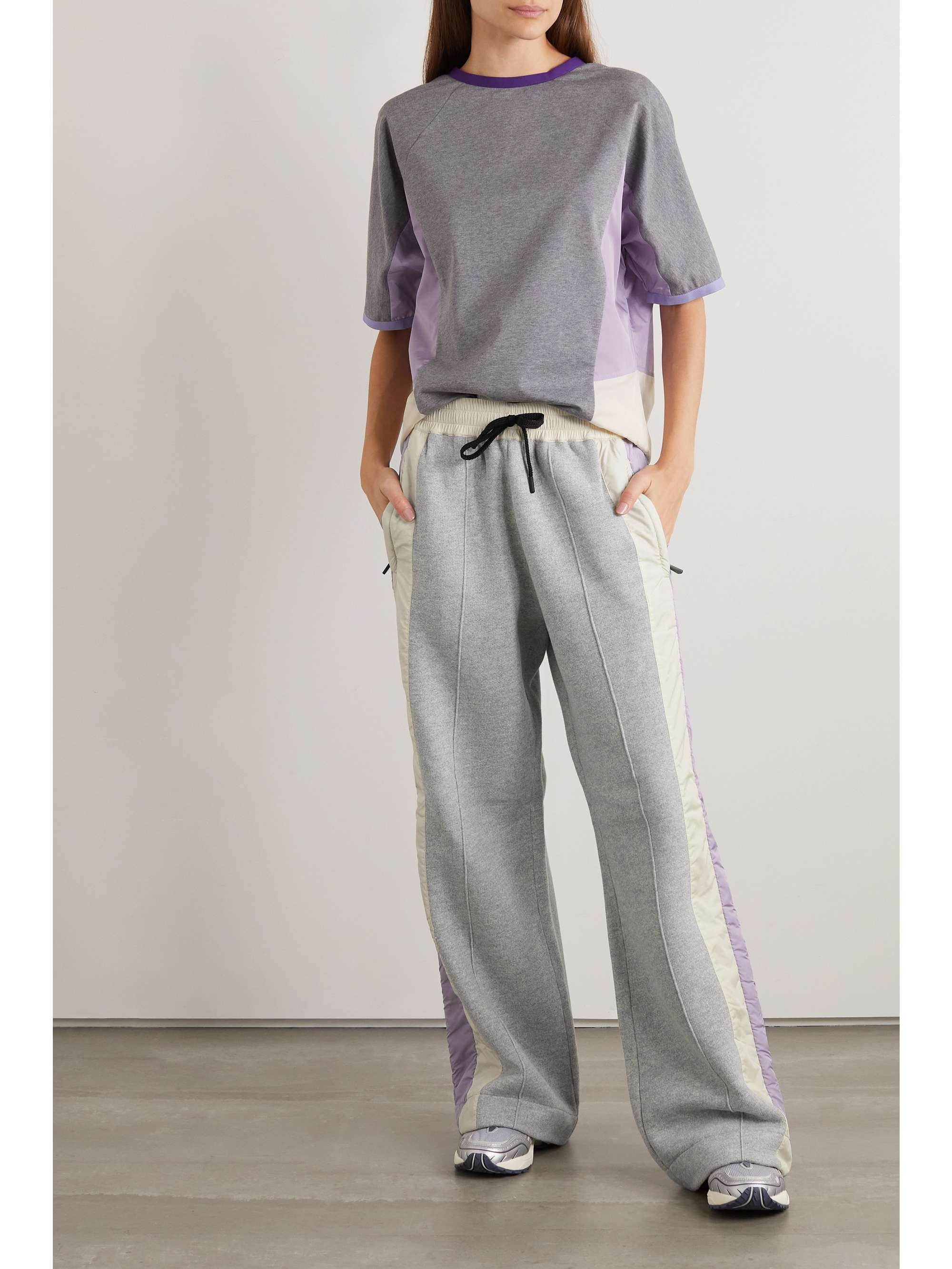 Shell-trimmed cotton-blend jersey track pants view
