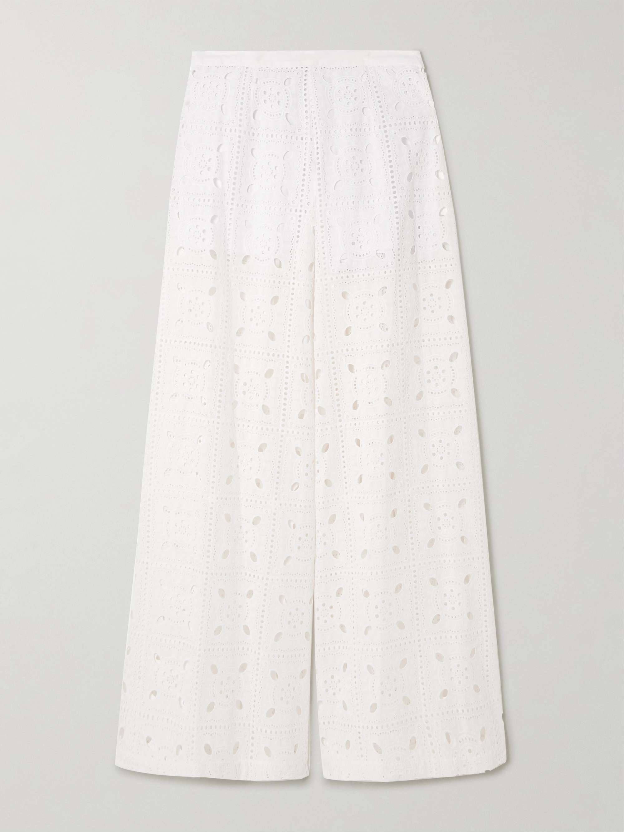 Lilly broderie anglaise cotton wide-leg pants view