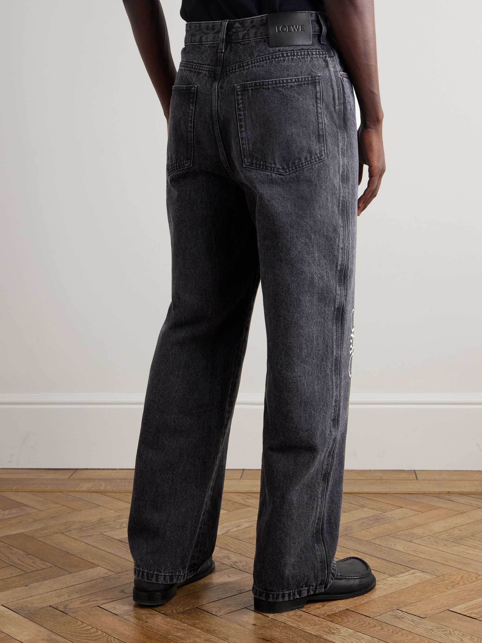 Anagram Wide-Leg Logo-Embroidered Jeans view