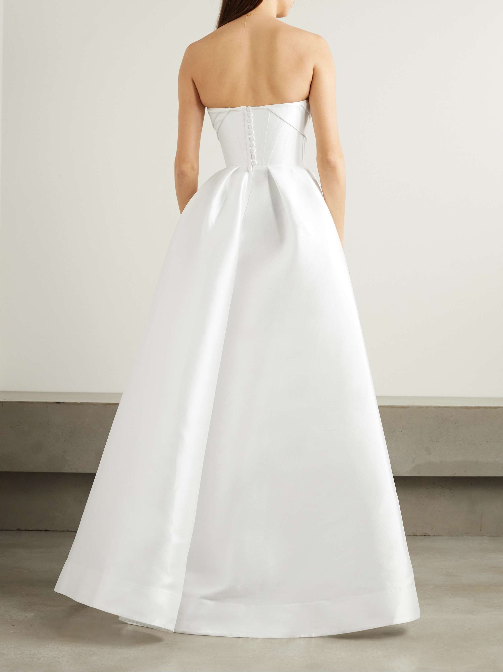 Isobel strapless draped satin-faille gown view