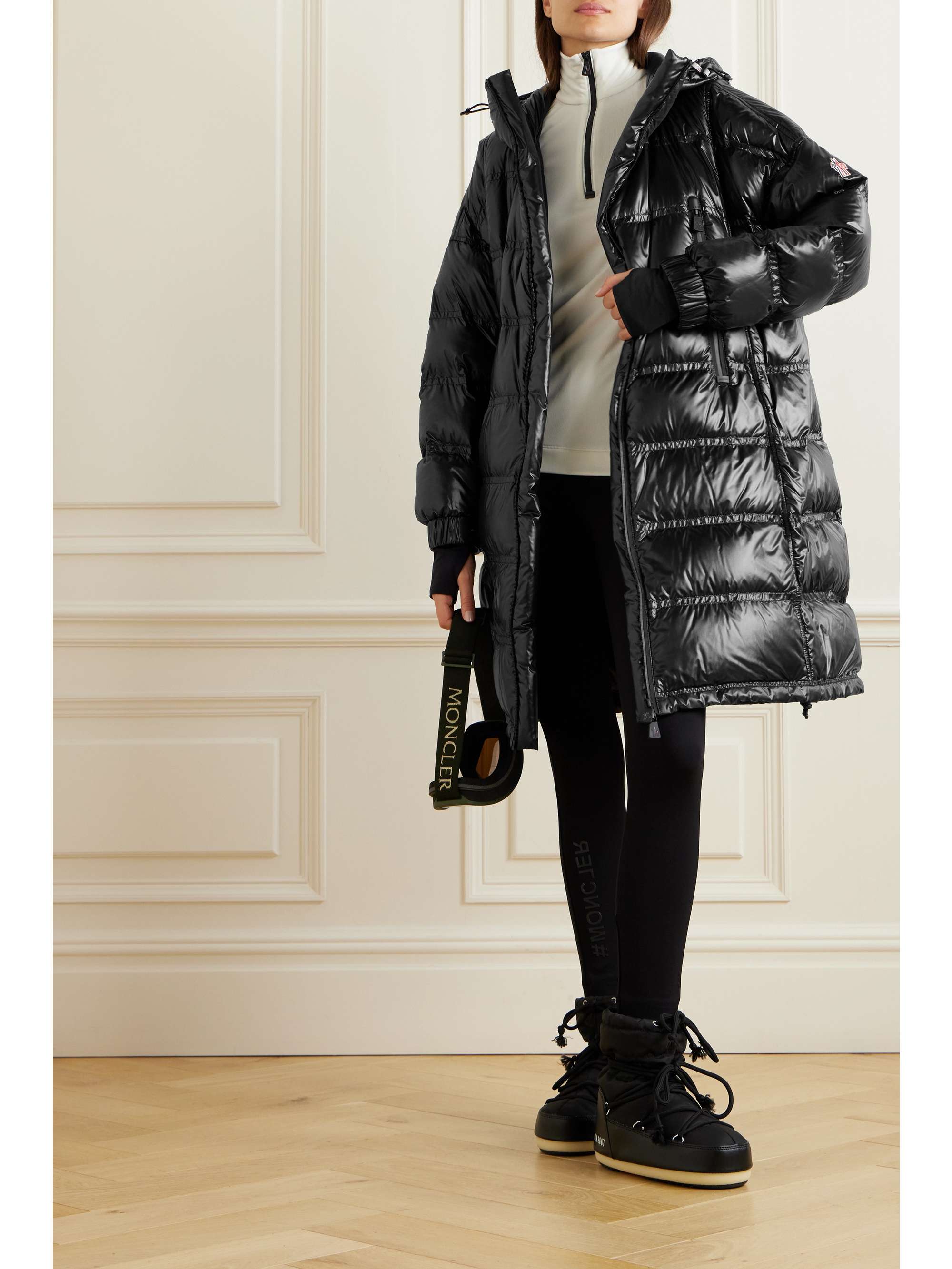 Rochelair hooded padded quilted shell down parka view