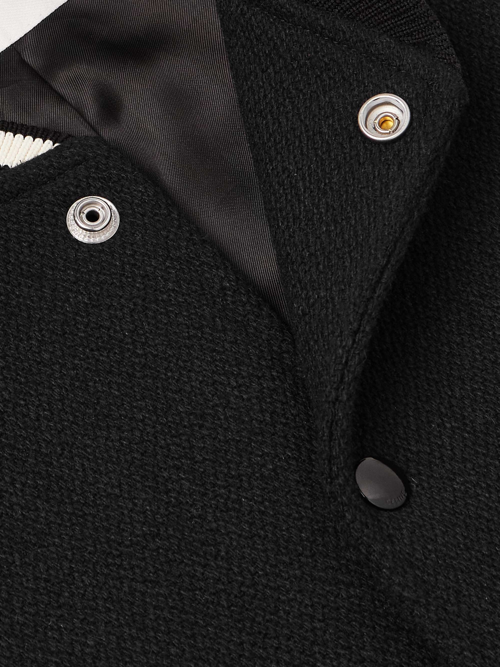 Teddy Striped Colour-Block Leather-Trimmed Virgin Wool-Blend Varsity Jacket view