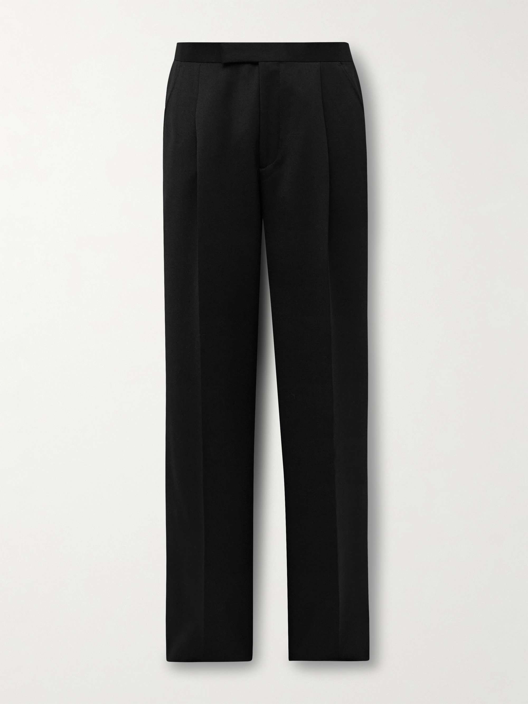 Tommy Straight-Leg Grosgrain-Trimmed Pleated Wool Tuxedo Trousers view