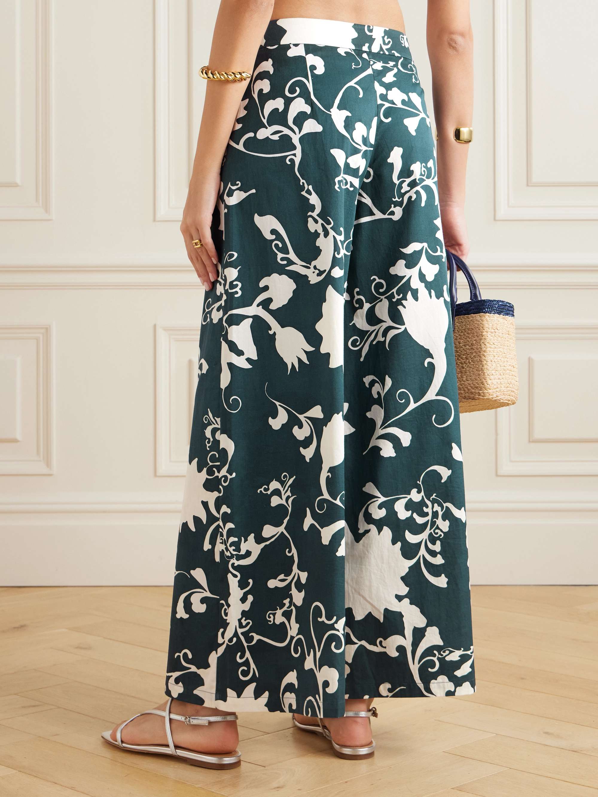 Adele floral-print cotton wide-leg pants view