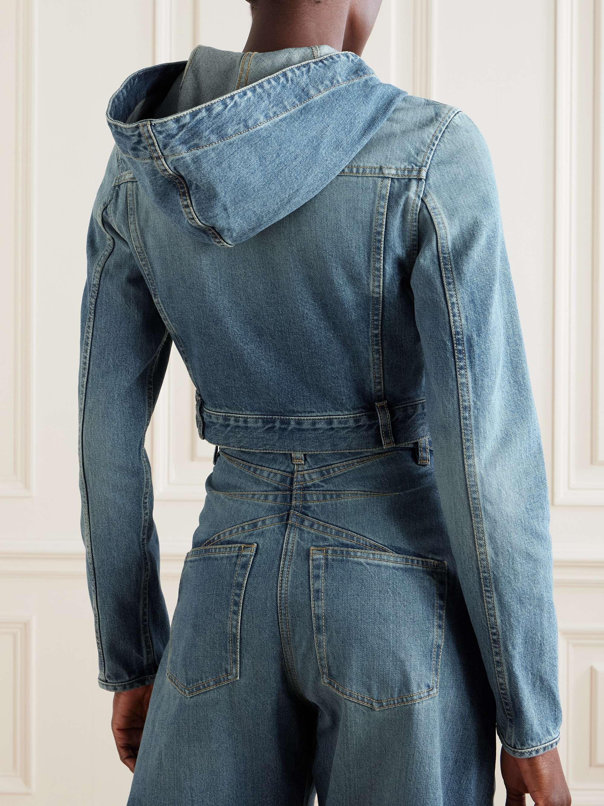Cropped hooded denim jacket view