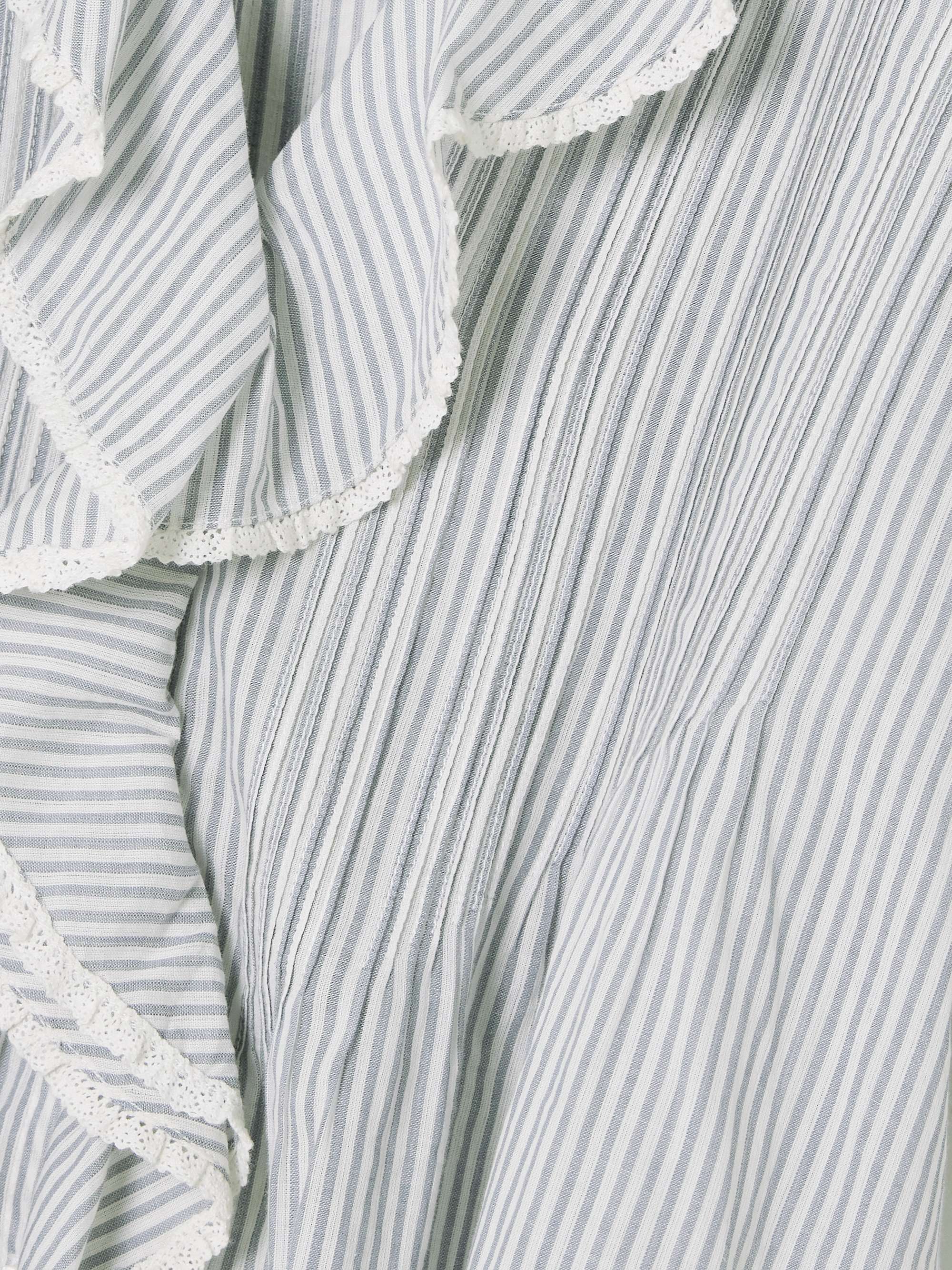 Henri lace-trimmed ruffled pintucked striped organic cotton-voile top view