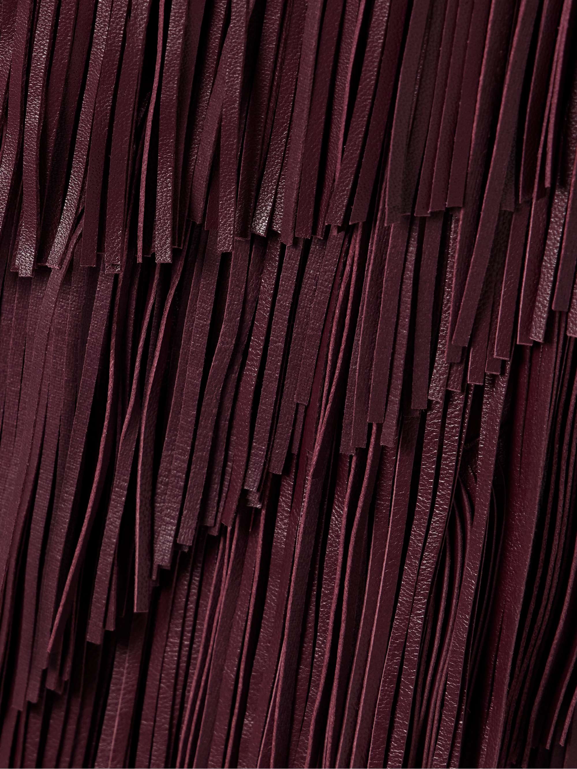 Therese tiered fringed leather midi skirt view