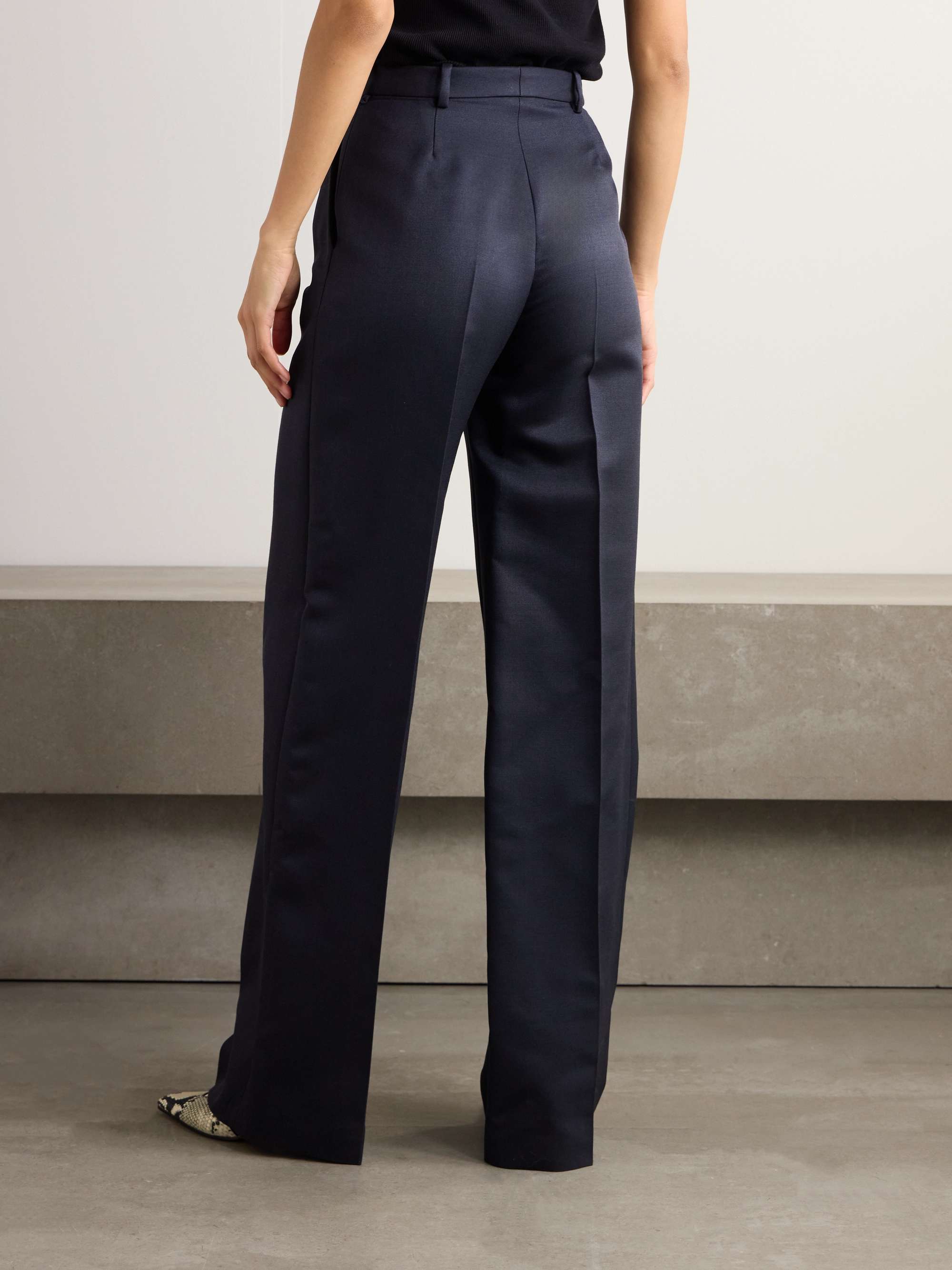 Devin pleated wool and silk-blend wide-leg pants view