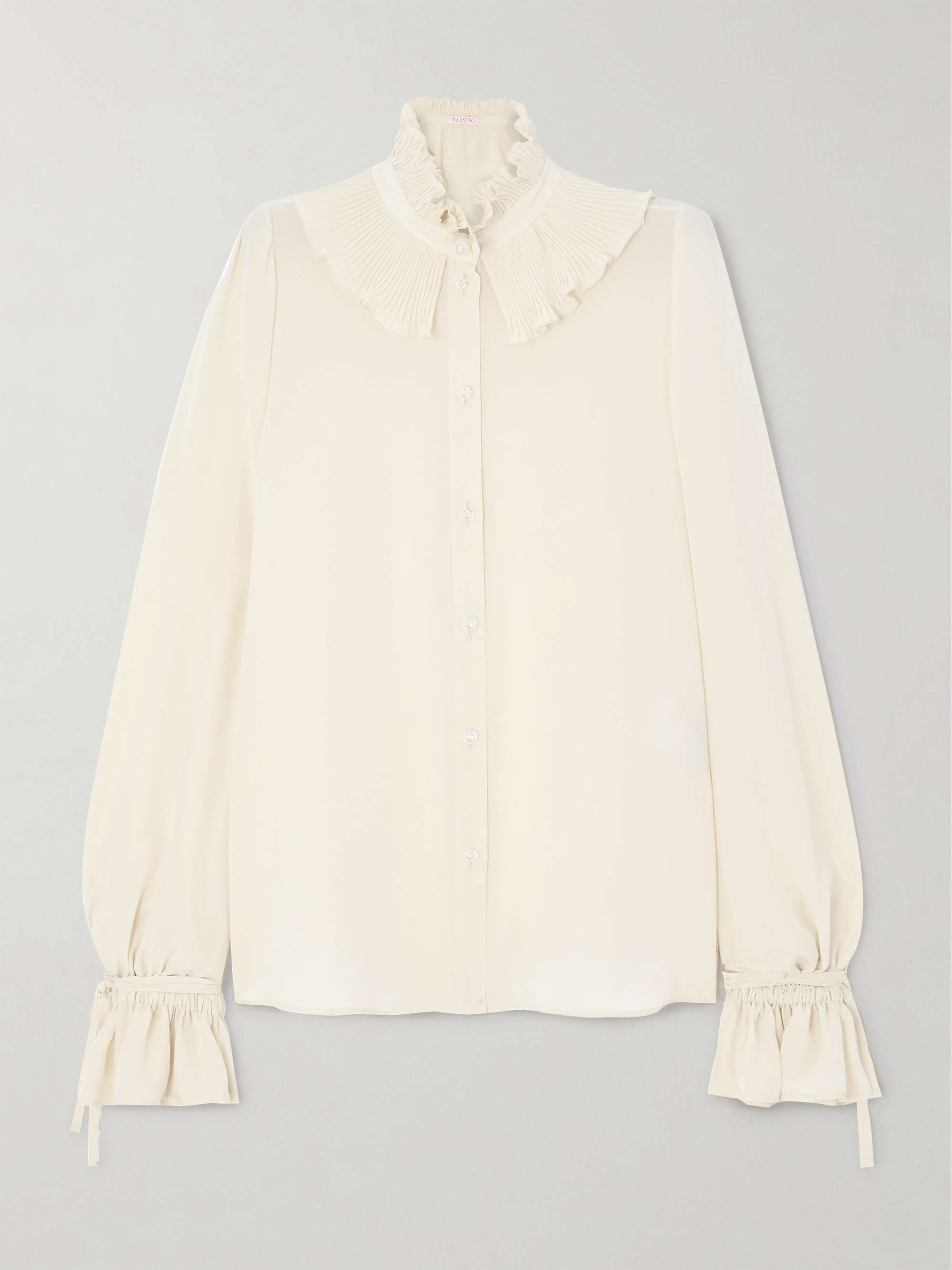 Ruffled silk crepe de chine shirt view