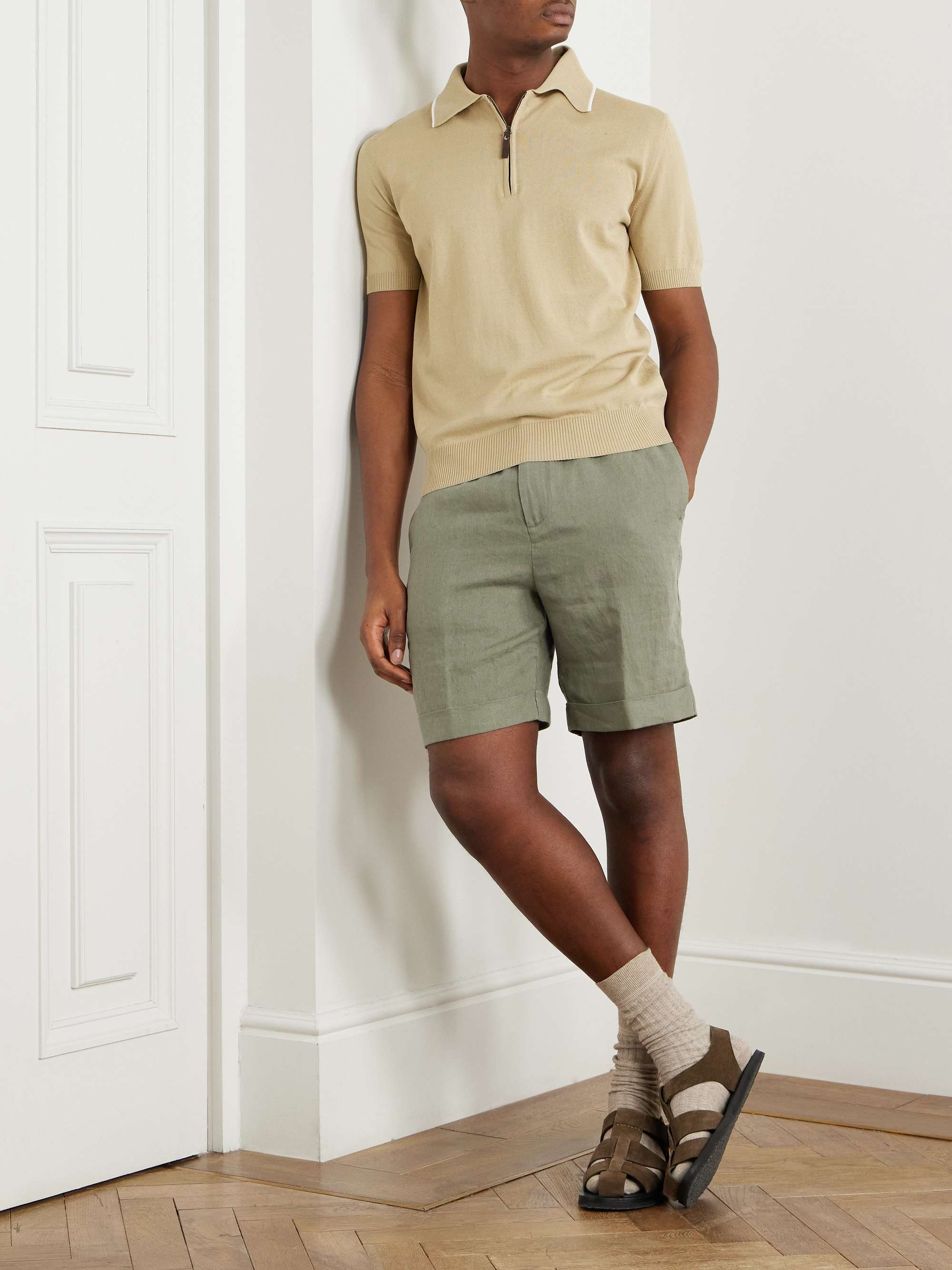 Straight-Leg Linen Drawstring Shorts view