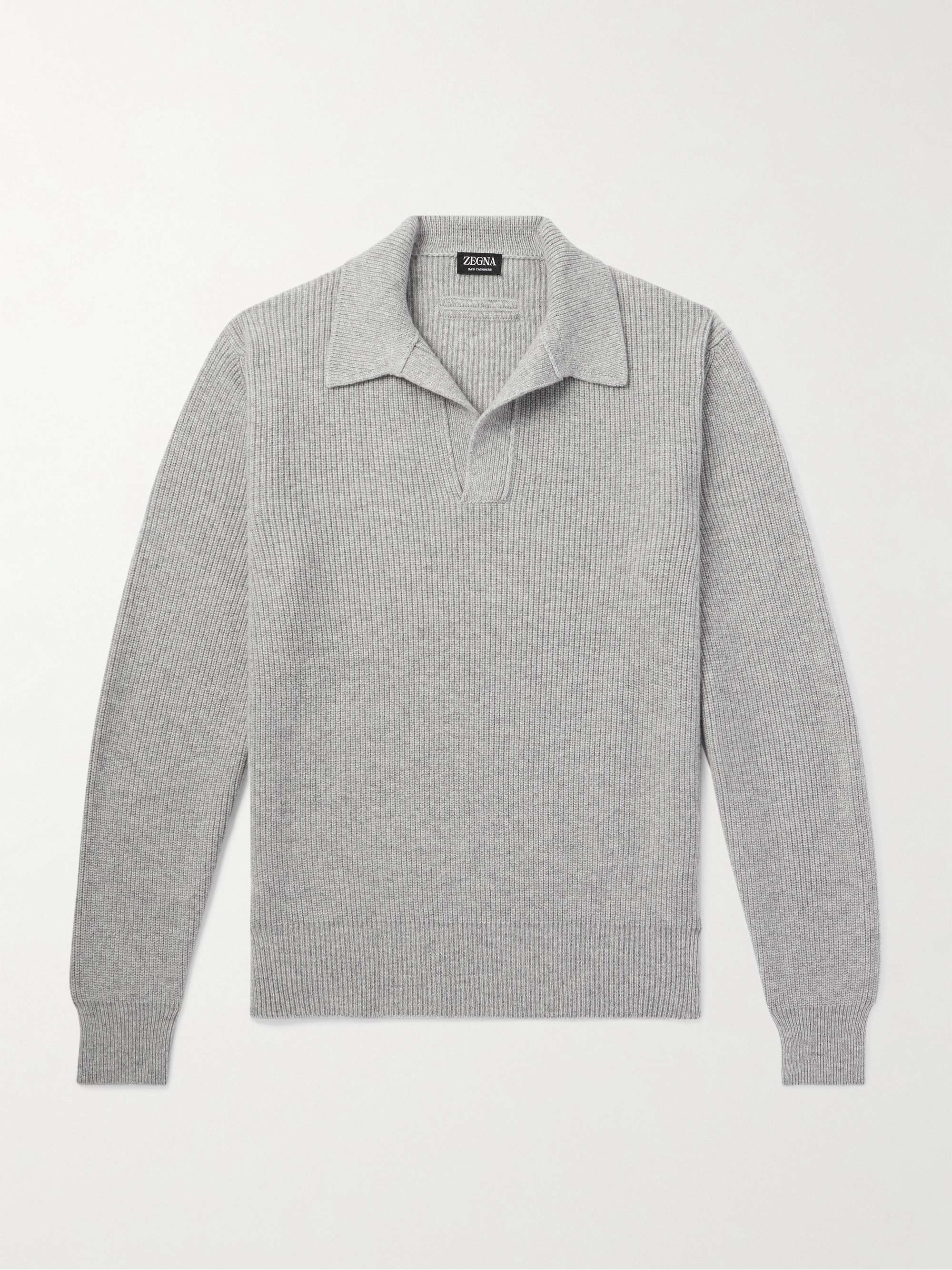 Ribbed Oasi Cashmere Polo Sweater view