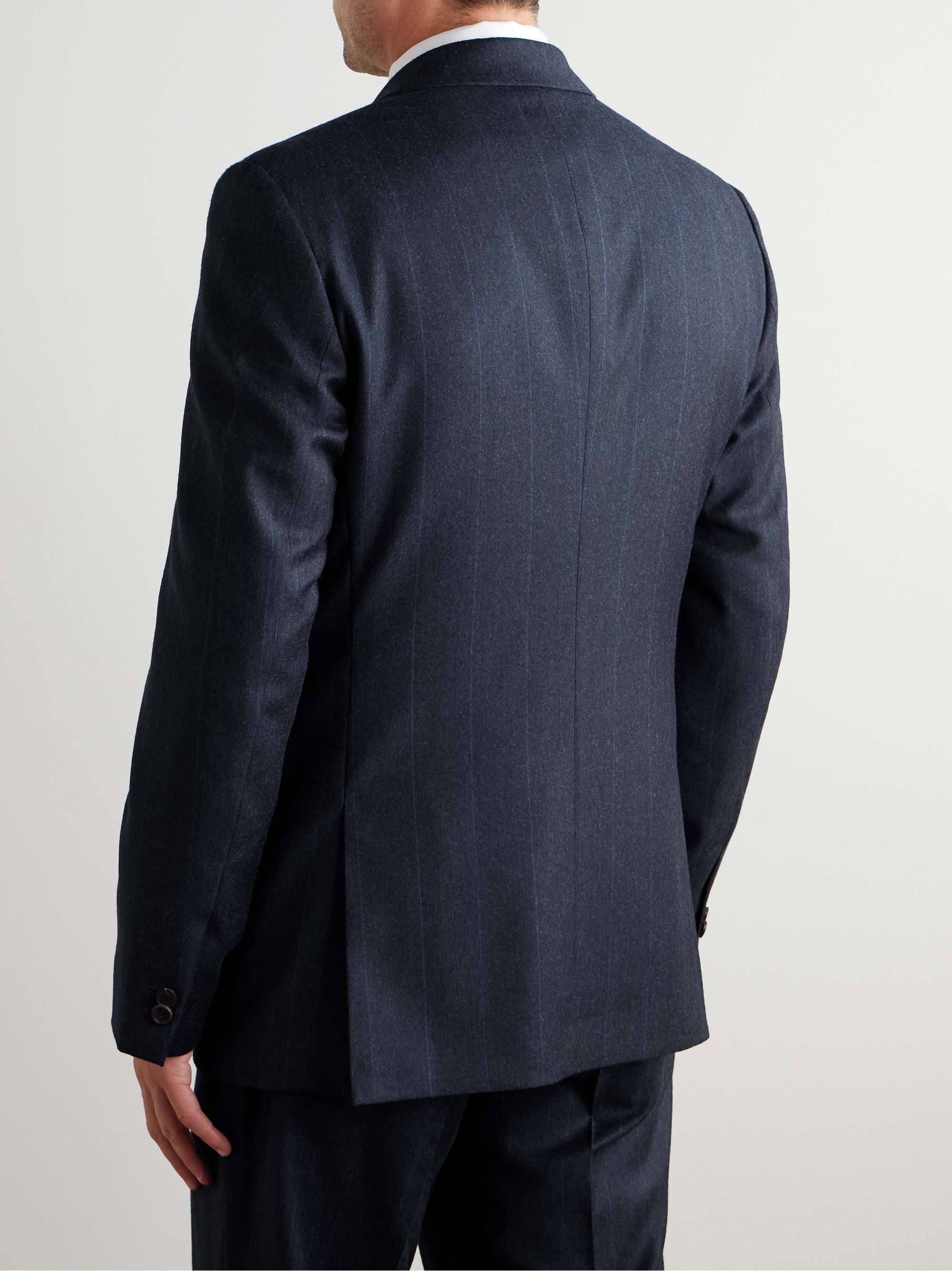 Regular-Fit Pinstriped Wool-Flannel Suit Jacket view