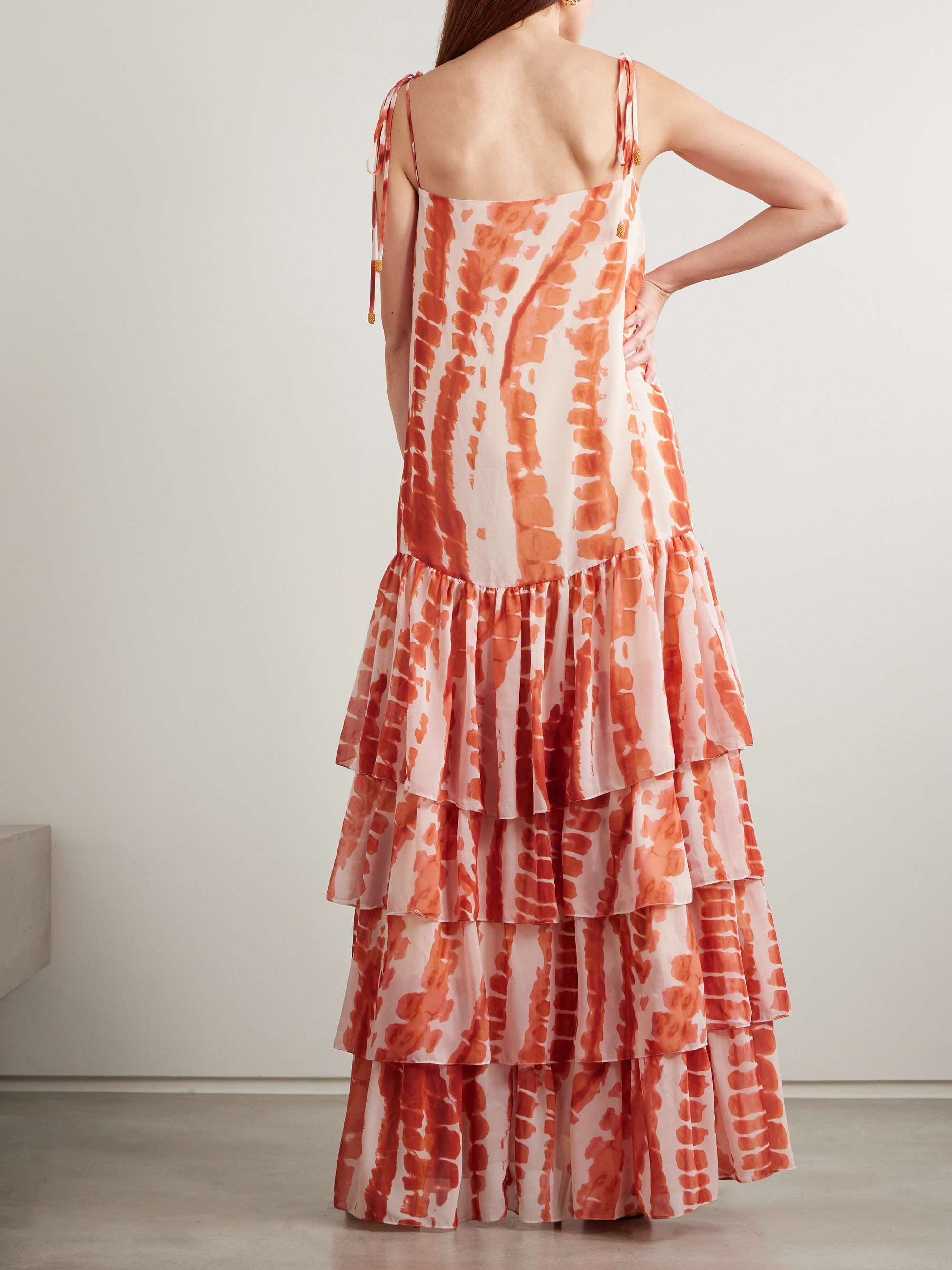 Tha embellished tiered printed recycled-chiffon maxi dress view