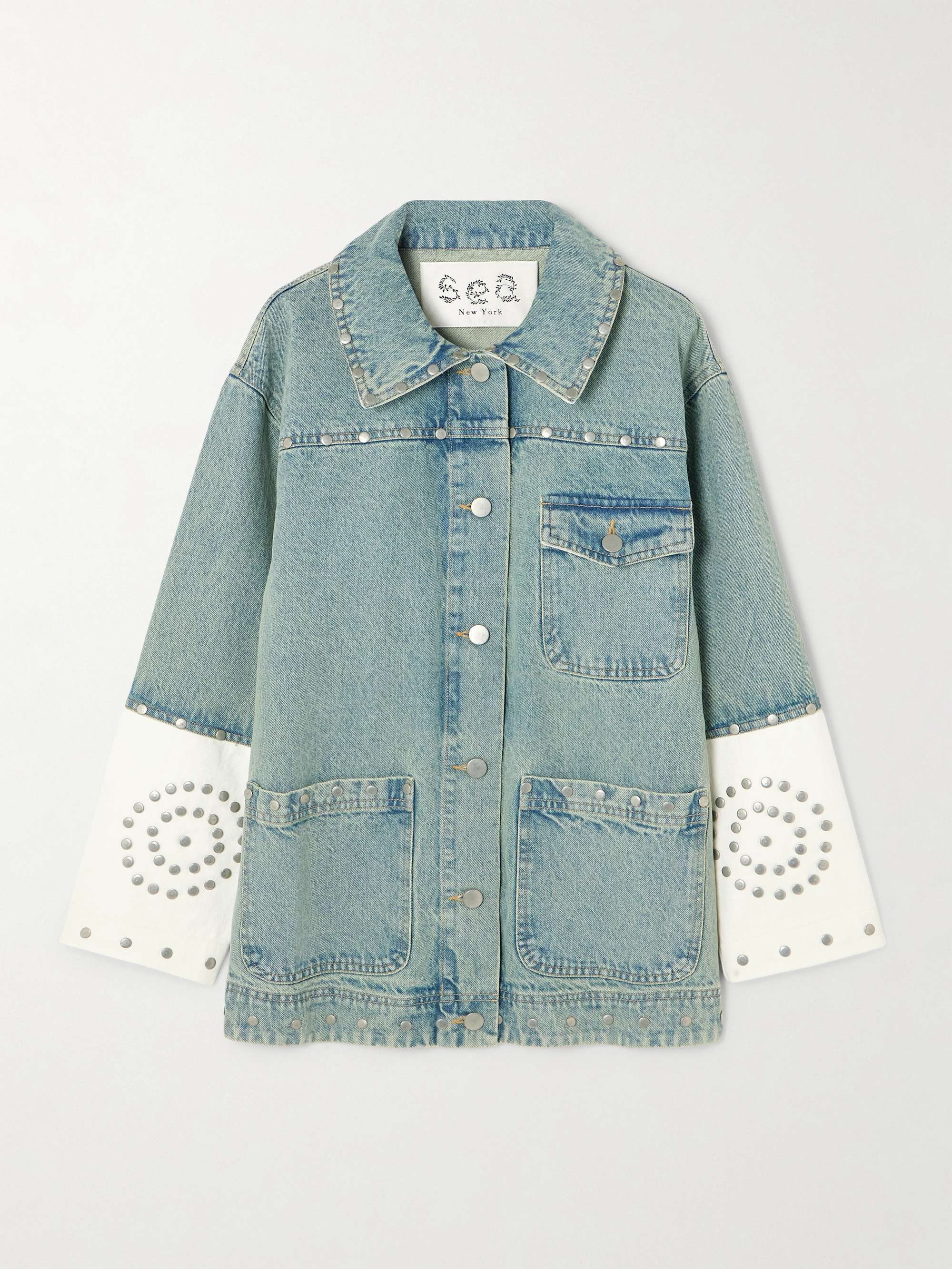 Liam studded two-tone denim jacket view