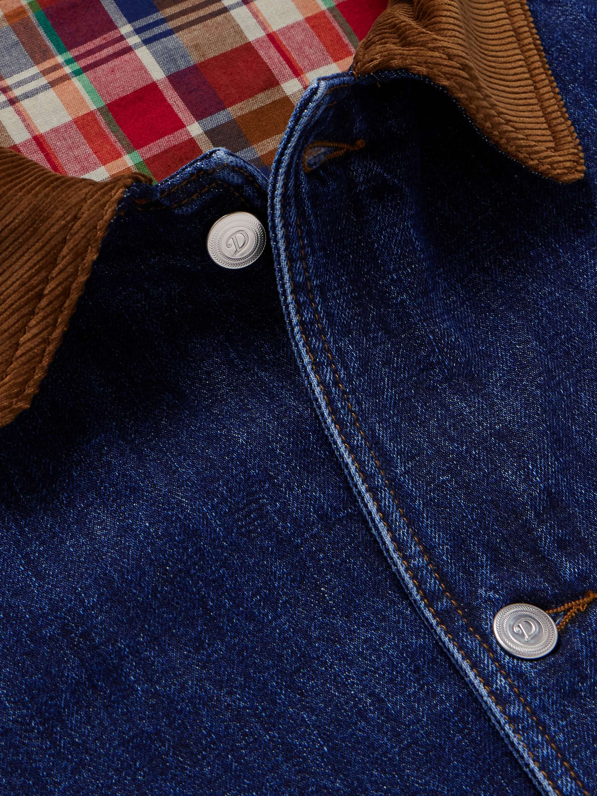 Corduroy-Trimmed Indigo-Dyed Denim Chore Jacket view
