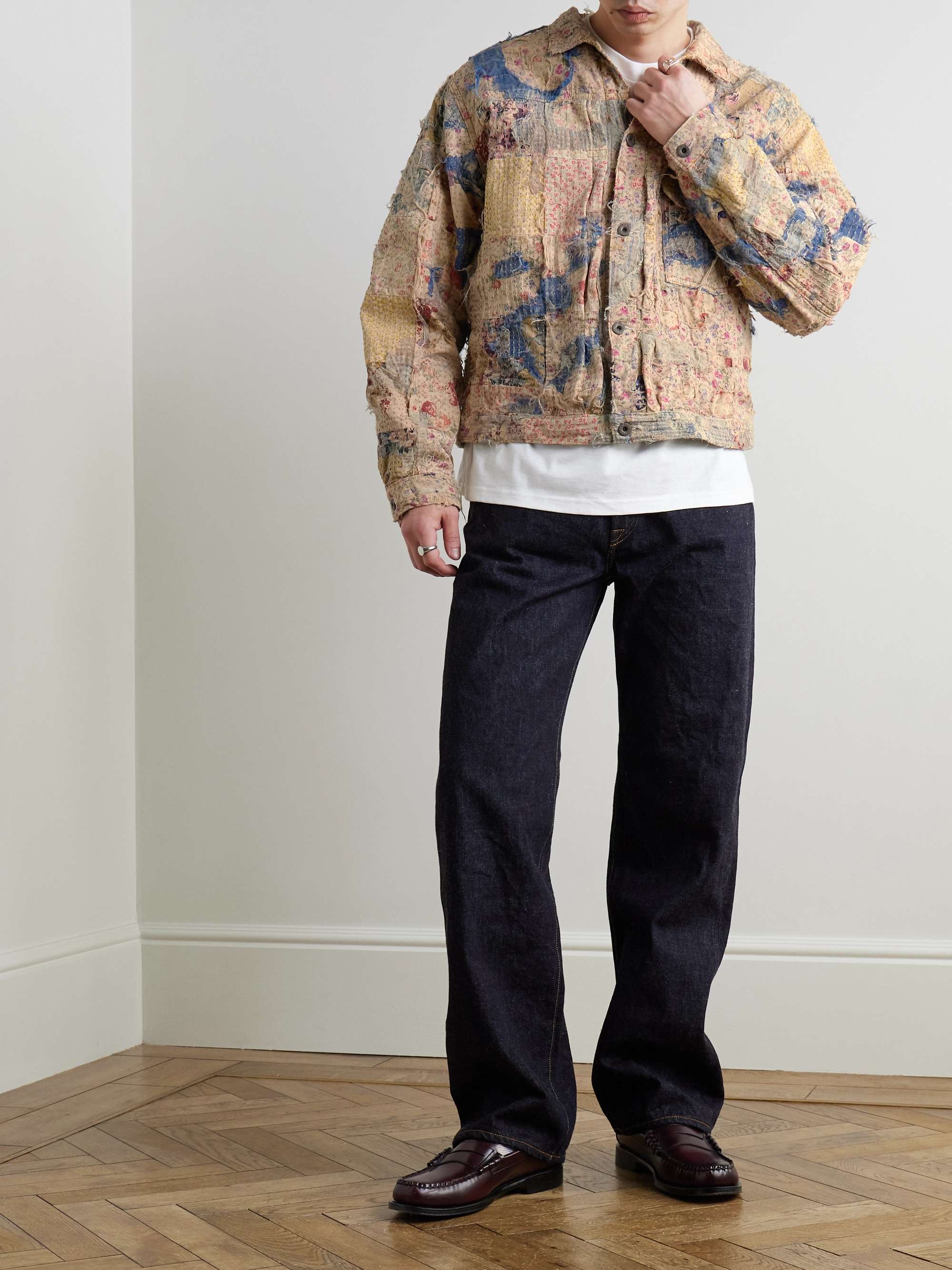 Boro Distressed Patchwork Cotton and Linen-Blend Jacket view