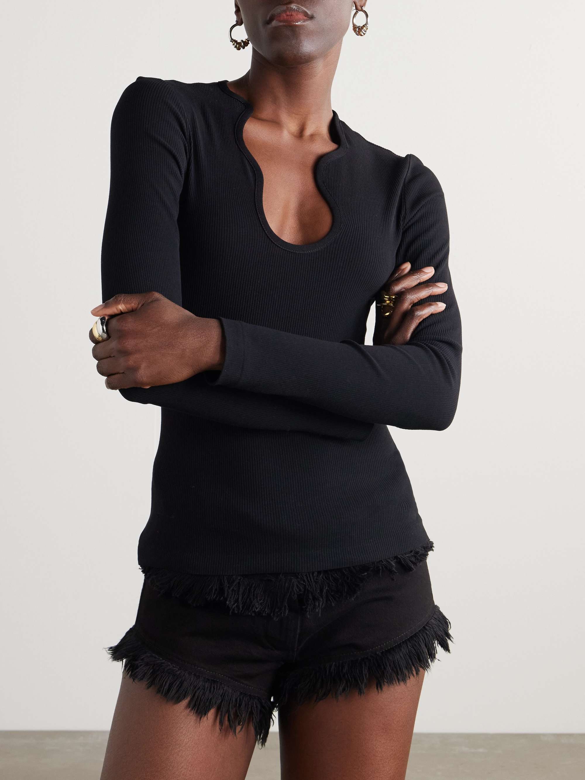Ribbed cotton top view