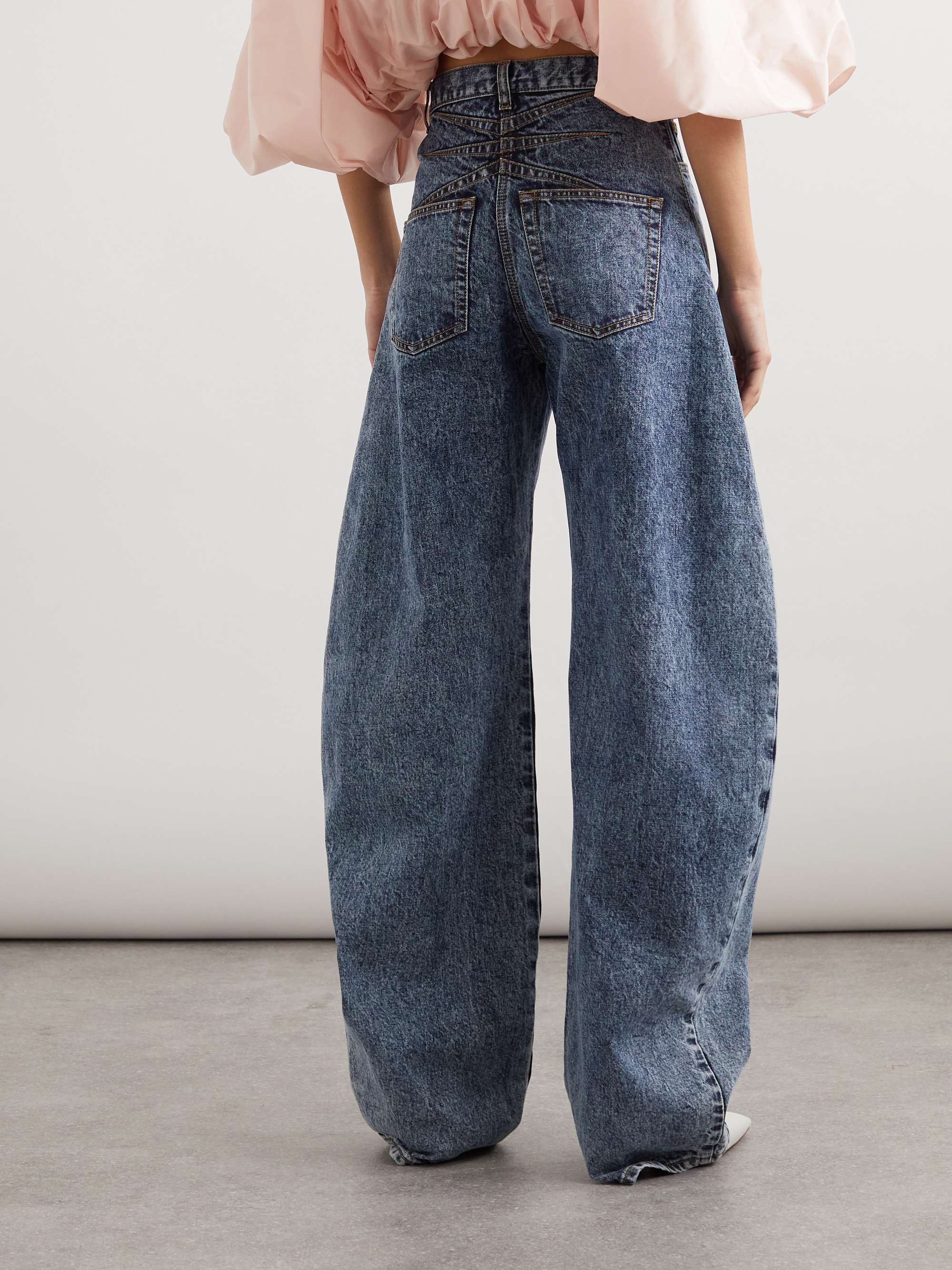 Acid-wash high-rise barrel-leg jeans view