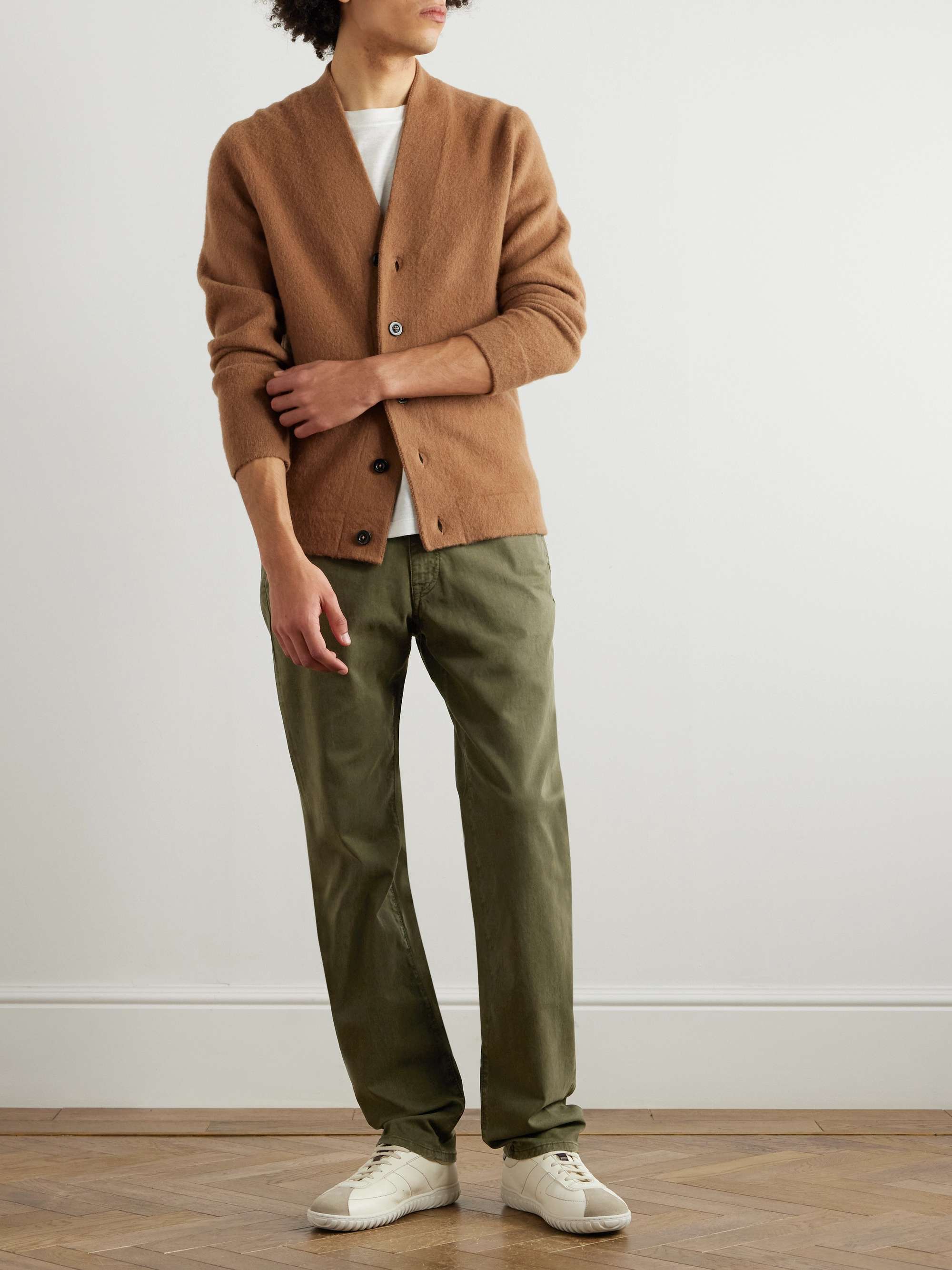 Straight-Leg Stretch Cotton, TENCEL™ and Silk-Blend Twill Trousers view