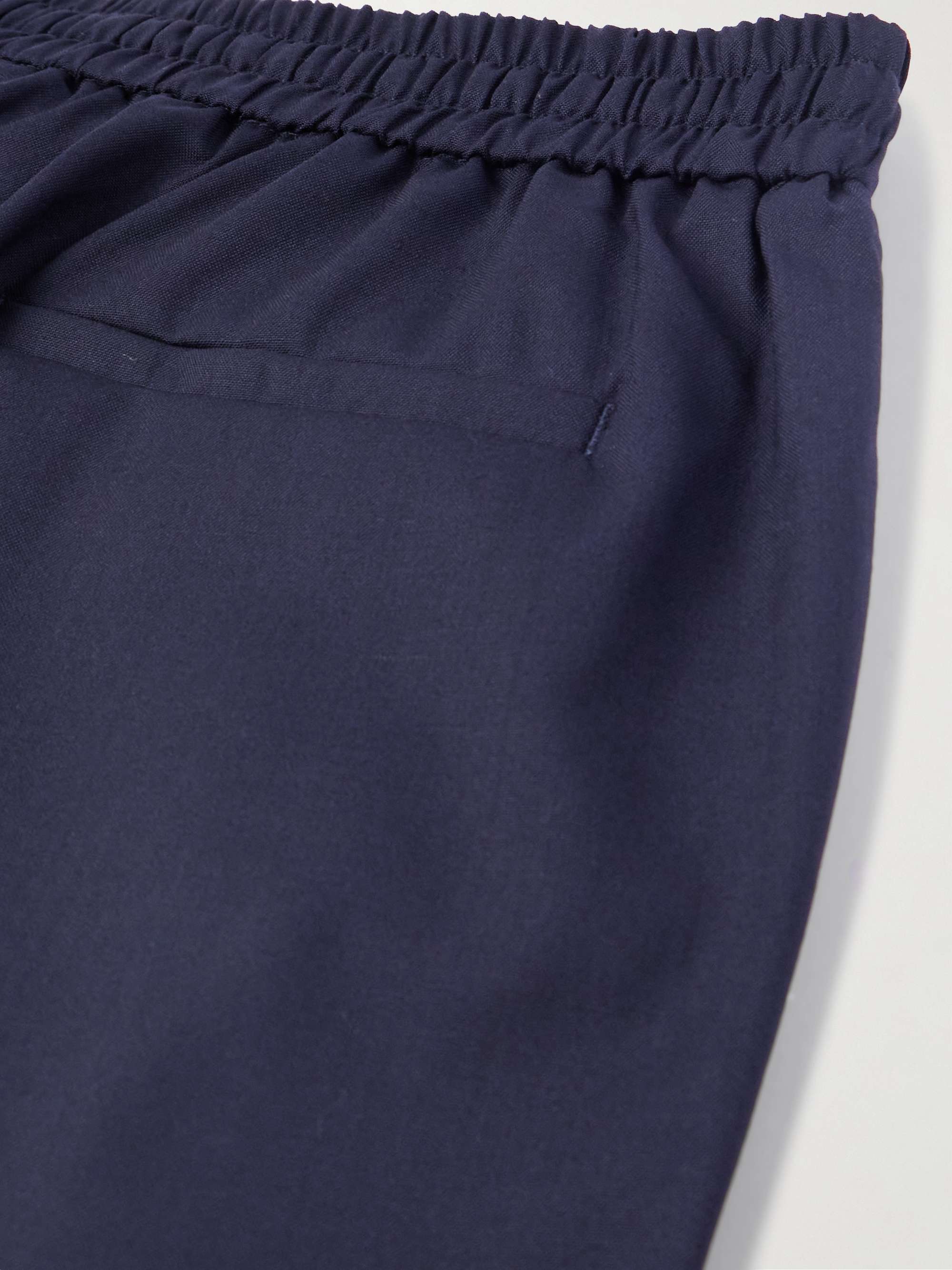 Straight-Leg Virgin Wool-Blend Drawstring Trousers view