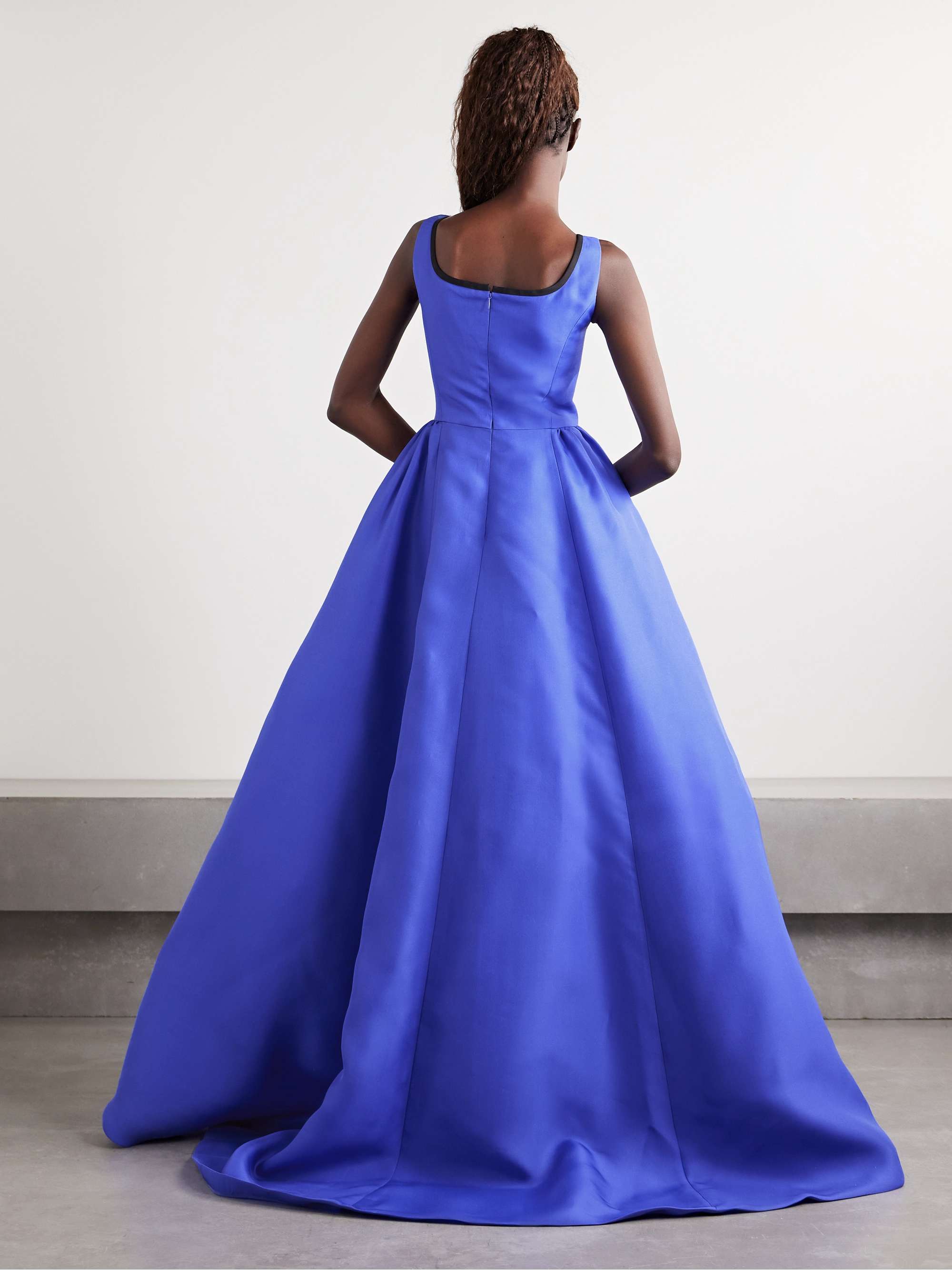 Pleated silk-gazar gown view